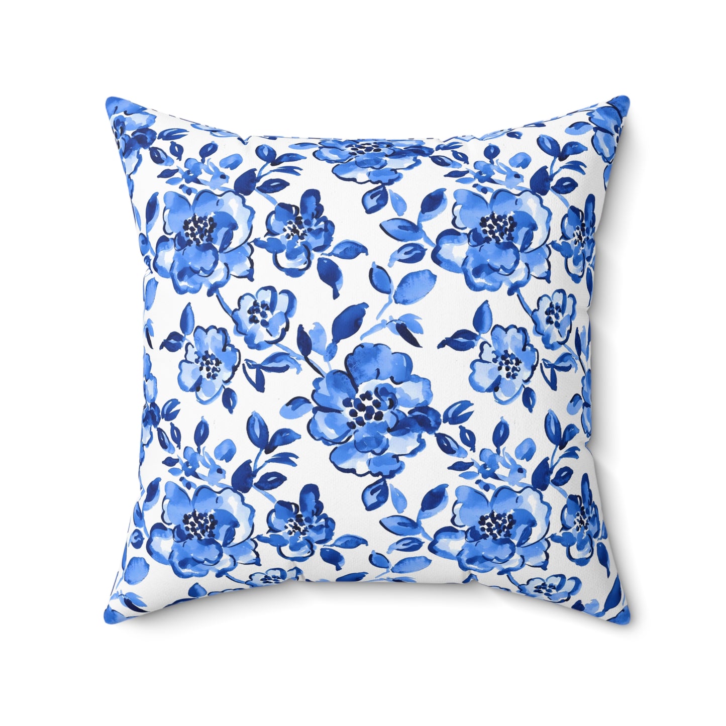 Floral Blue Throw Pillow, Cozy Decor, Home Accent, Gift Idea, Couch Cushion, Living Room Decor, Mother's Day Gift, Chinoiserie Design - LOLA VEGAS ART