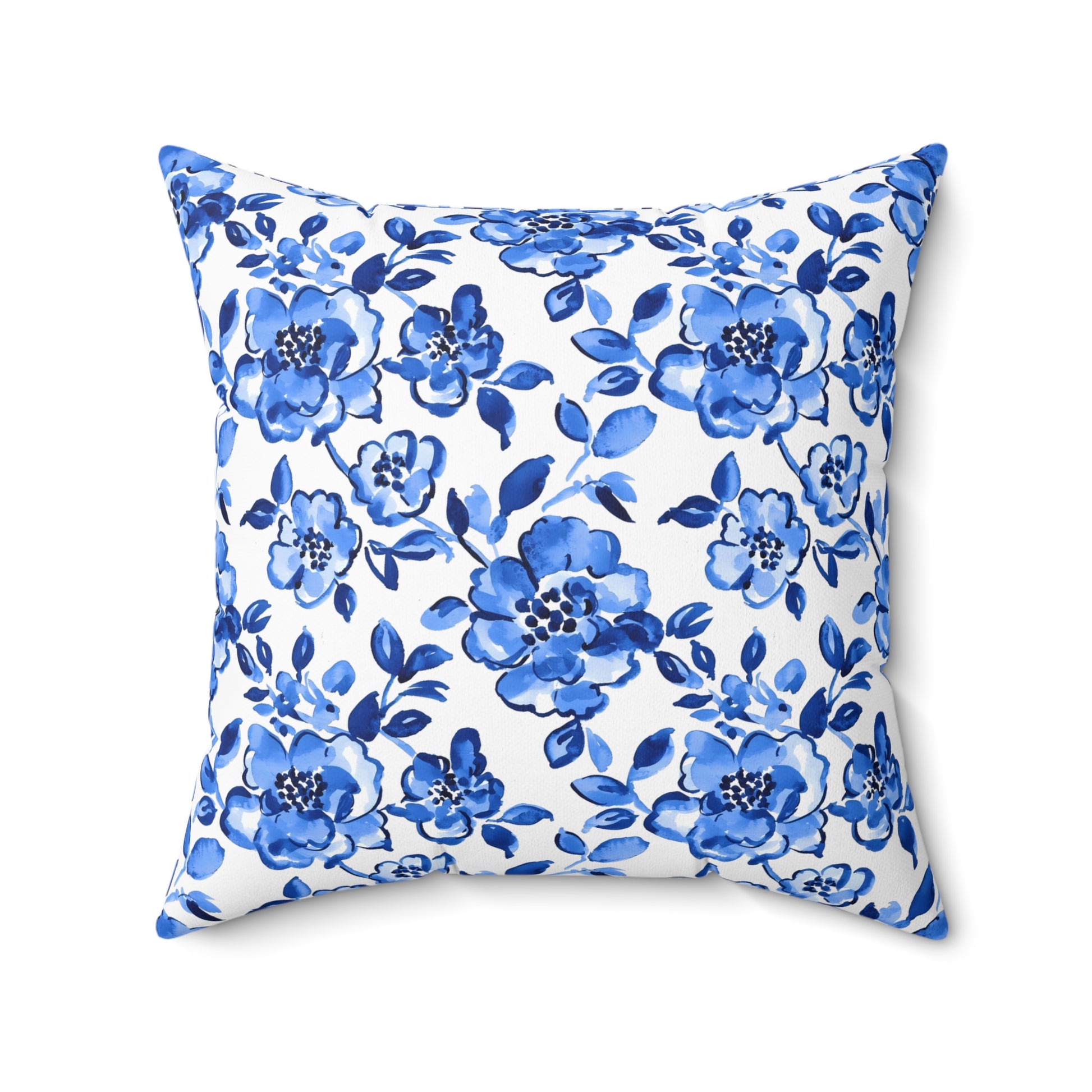 Floral Blue Throw Pillow, Cozy Decor, Home Accent, Gift Idea, Couch Cushion, Living Room Decor, Mother's Day Gift, Chinoiserie Design - LOLA VEGAS ART