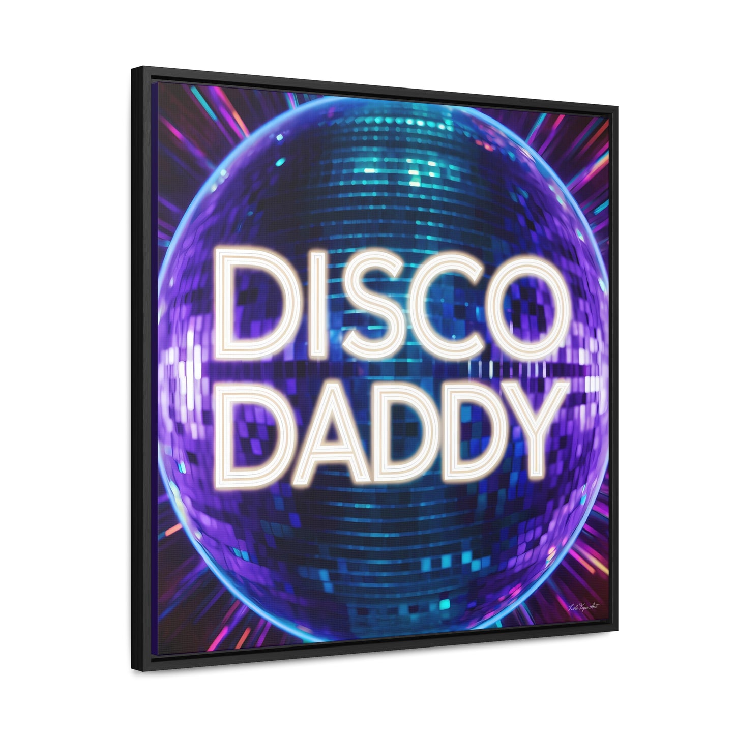 Disco Daddy Purple Disco Ball Canvas Wall Art, Square Frame, Retro Funky Decor, Gallery Canvas Wrap, Home Wall Decor, Wall Art Decor, Purple - LOLA VEGAS ART