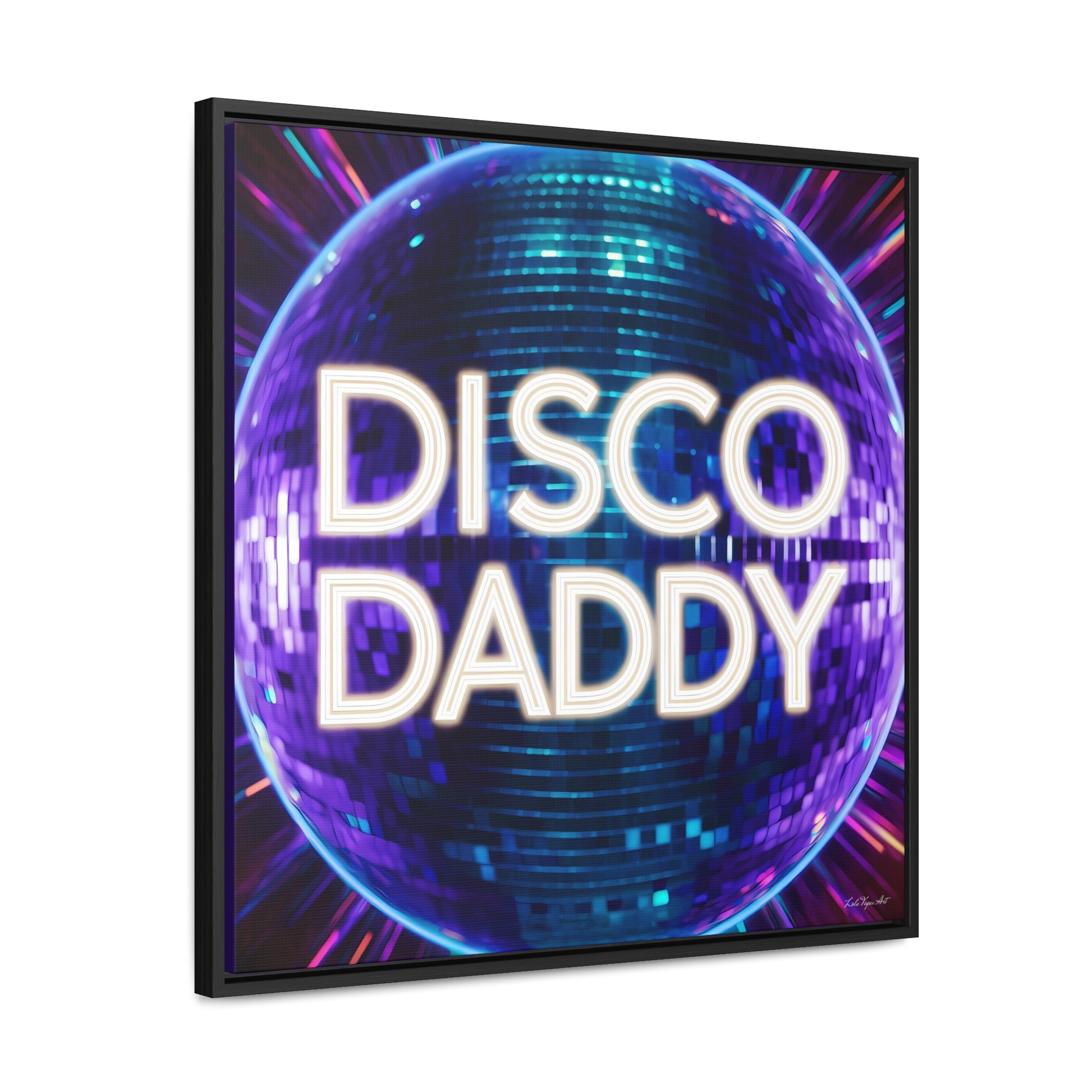 Disco Daddy Purple Disco Ball Canvas Wall Art, Square Frame, Retro Funky Decor, Gallery Canvas Wrap, Home Wall Decor, Wall Art Decor, Purple - LOLA VEGAS ART