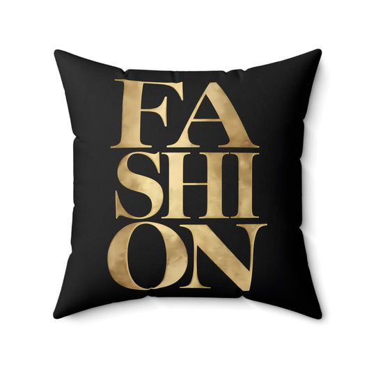 Fashionista Glam Square Pillow - Black/Gold, Stylish Decor, Trendy Throw Cushion, Chic Home Accessory, Gift for Fashion Lover, Glam Decor - LOLA VEGAS ART