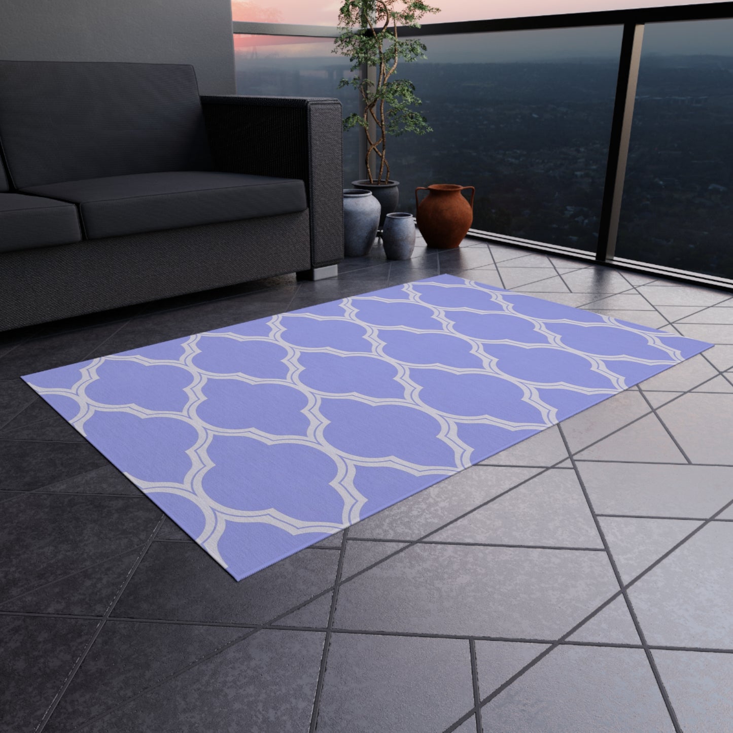 Lavender Moroccan Trellis Outdoor/Indoor Rug | Patio Mat
