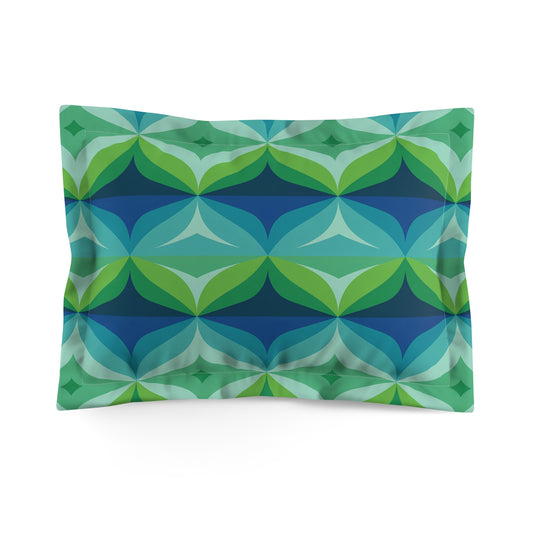 Green Teal Geometric Retro Pattern Pillow Sham | Mid Century Modern Home Decor