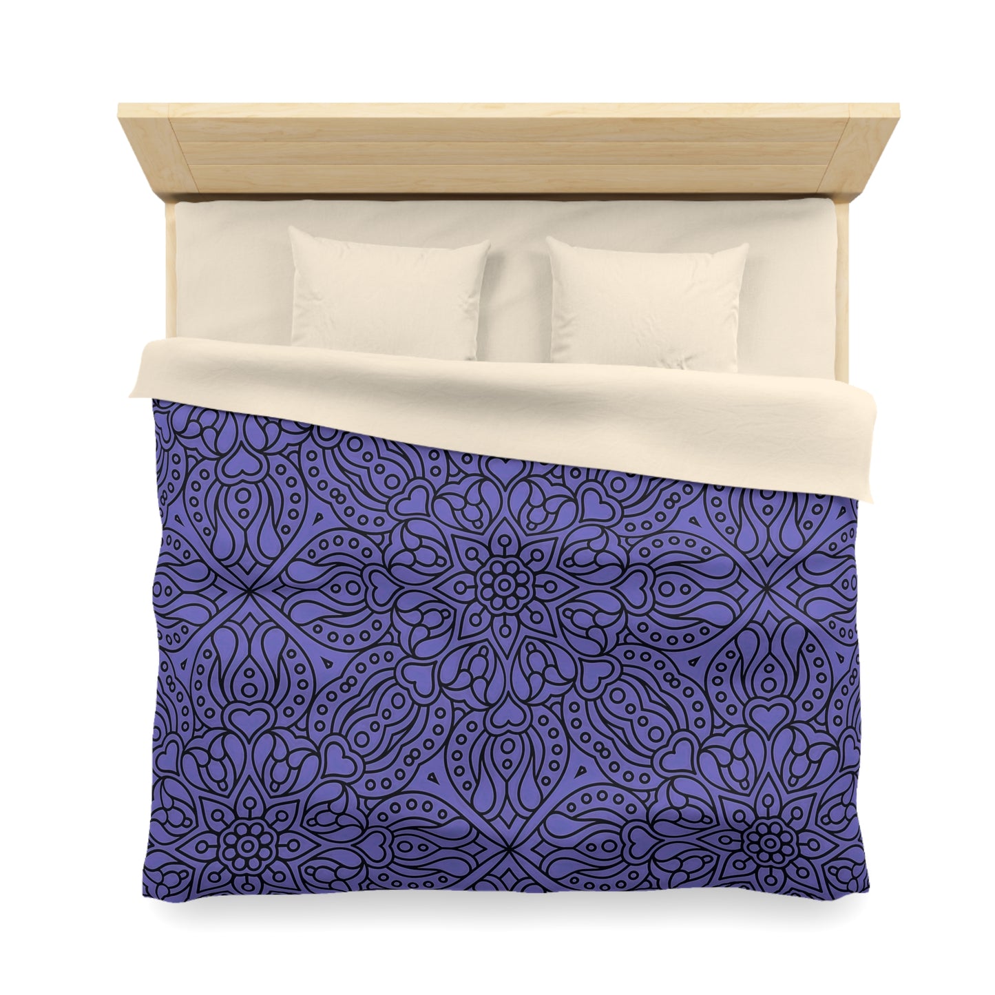 Bohemian Microfiber Duvet Cover - Cozy Bedding, Purple Floral Design, Bedroom Decor, Home Accents, Gift for Her, Festival Style - LOLA VEGAS ART