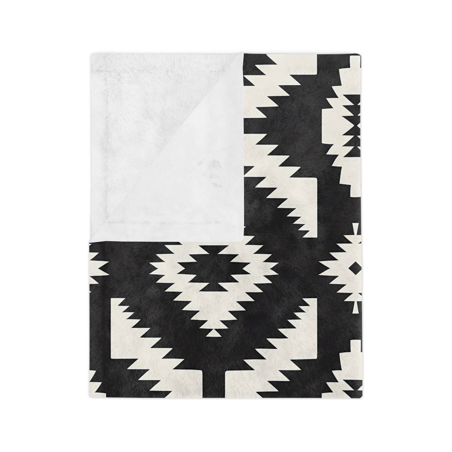 Geometric Pattern Velveteen Blanket, Cozy Microfiber Throw, Modern Home Decor, Rustic Couch Comfort, Black and White Warmth - LOLA VEGAS ART