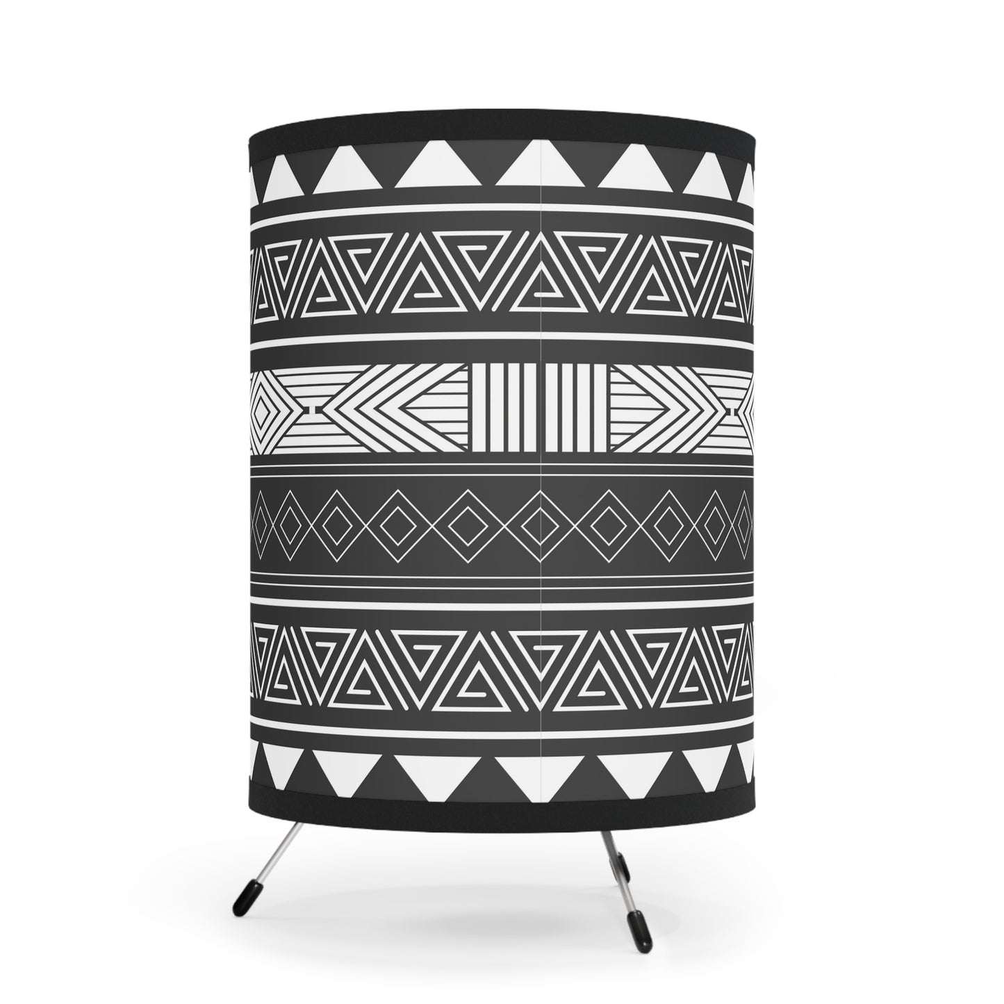 Table Lamp, Black and White Tribal Native Design Tripod Lamp Ethnic Eclectic Home Decor, US/CA Plug - LOLA VEGAS ART