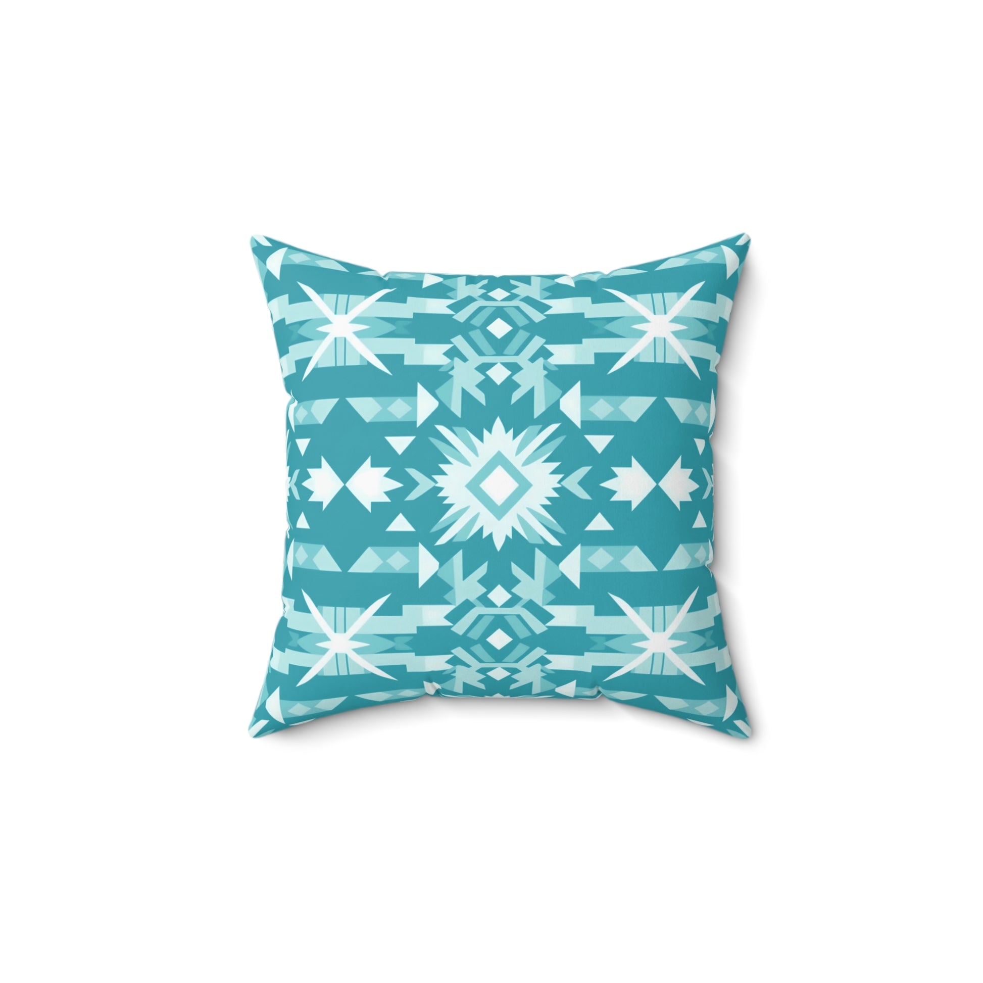 Boho Chic Turquoise Throw Pillow, Cozy Decor, Lumbar Support, Home Accent, Bohemian Style Cushion, Gift for Friends - LOLA VEGAS ART