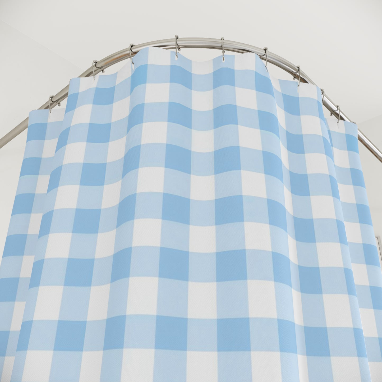 Blue Checkered Shower Curtain, Vintage Bathroom Decor, Farmhouse Style, Easy Care Bathtub Curtain, Summer Vibes, Home Makeover