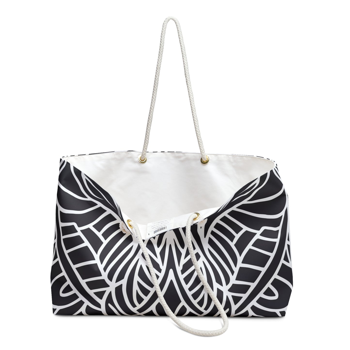 Canvas Weekender Bag - Black and White Tribal Design, Ethnic Travel Bag - LOLA VEGAS ART