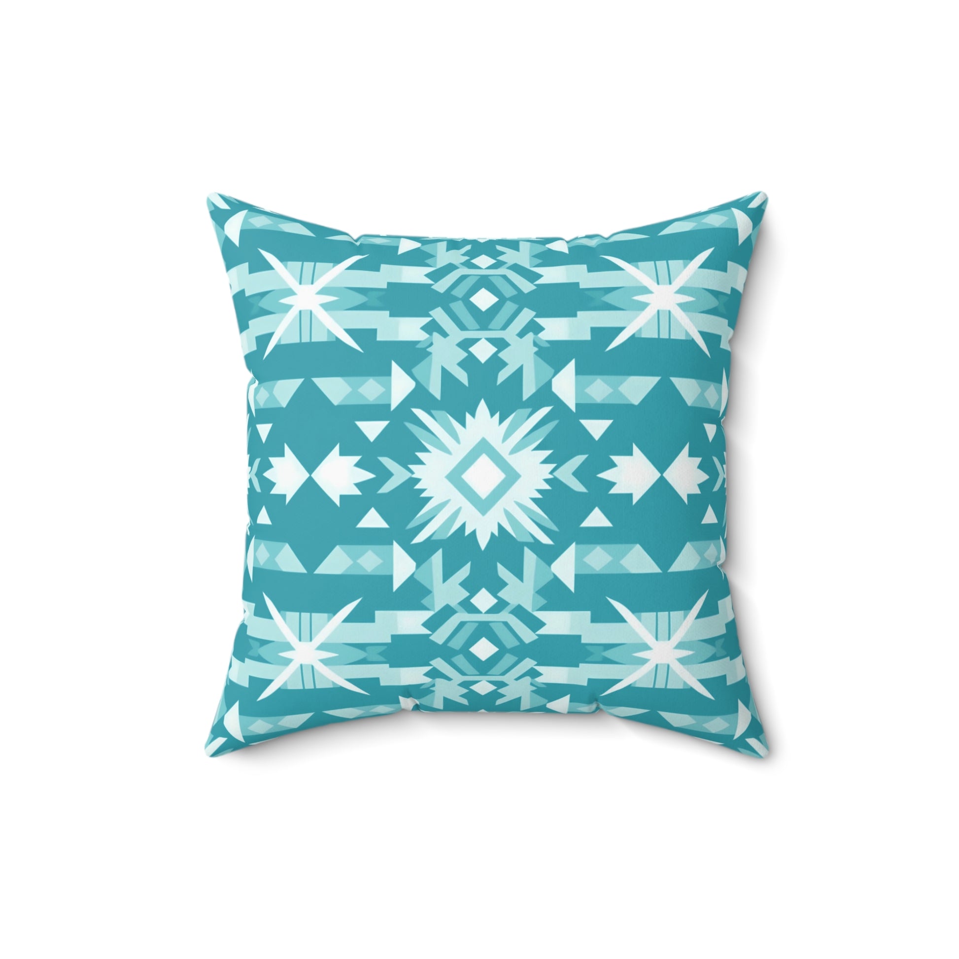 Boho Chic Turquoise Throw Pillow, Cozy Decor, Lumbar Support, Home Accent, Bohemian Style Cushion, Gift for Friends - LOLA VEGAS ART