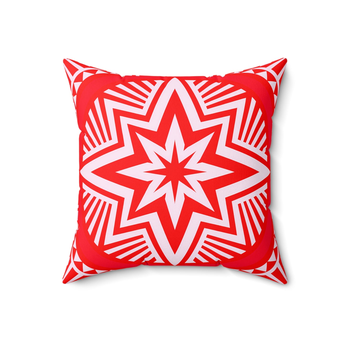 Read and White Bold Geometric Star Decorative Pillow, Modern Home Decor, Accent Cushion, Gift for Her, Festive Holiday Pillow