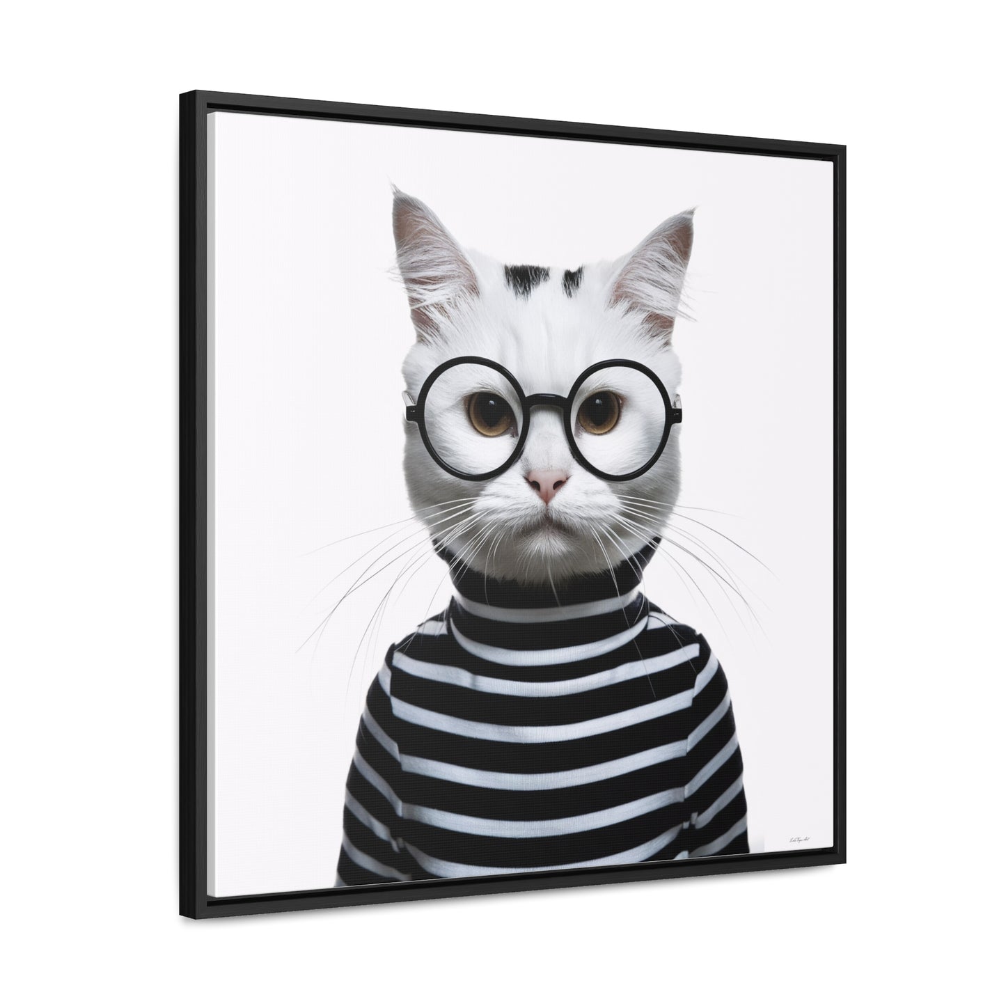 Square Canvas Wall Art, Maxwell Furrington Cool Cat Framed Animal Home Decor, Gallery Canvas Wraps, Square Frame, Wall Hanging, Living Room - LOLA VEGAS ART