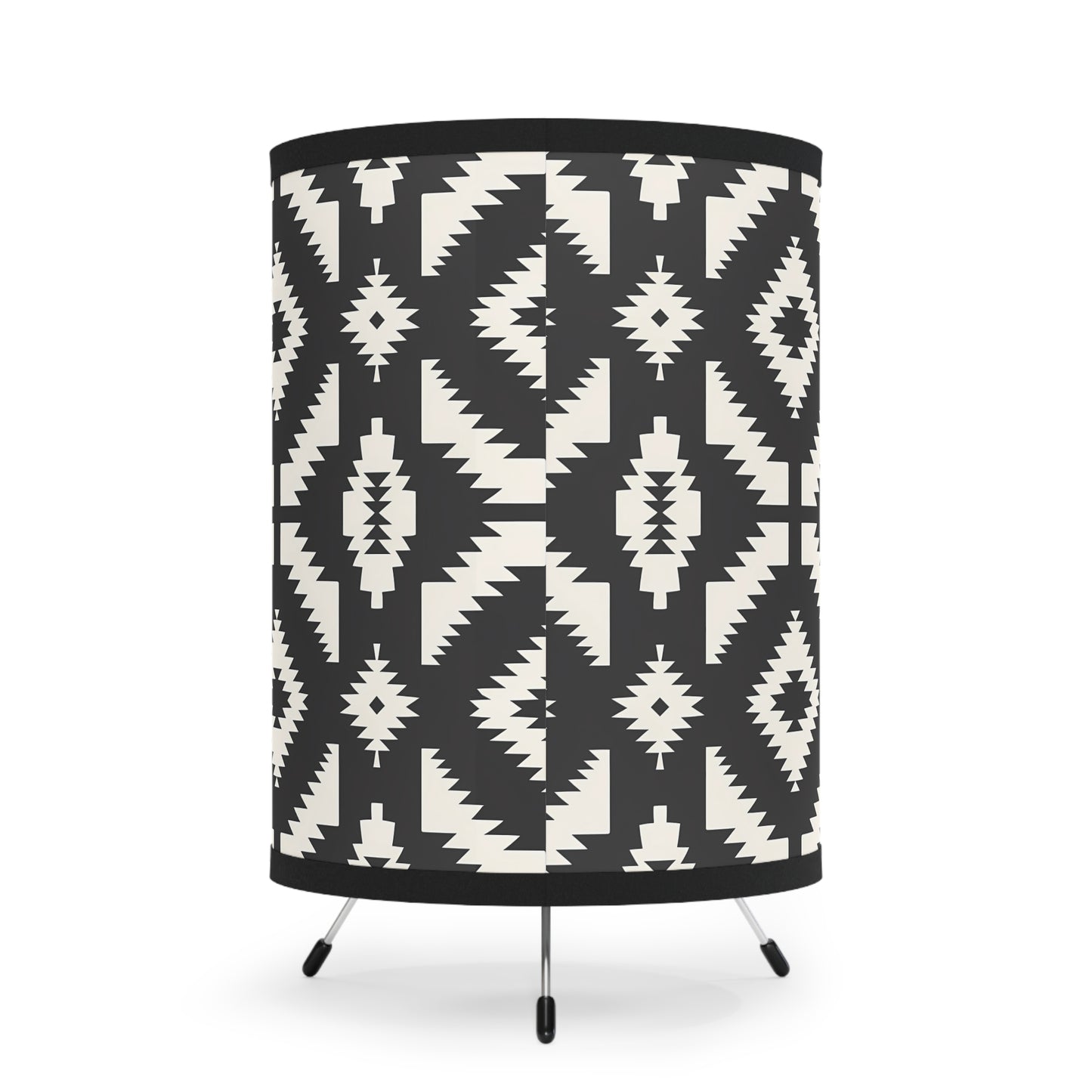 Tribal Print Tripod Lamp - Boho Decor, Artistic Lighting, Home Accent, Modern Design, Cozy Living Space, Stylish Gift Idea - LOLA VEGAS ART