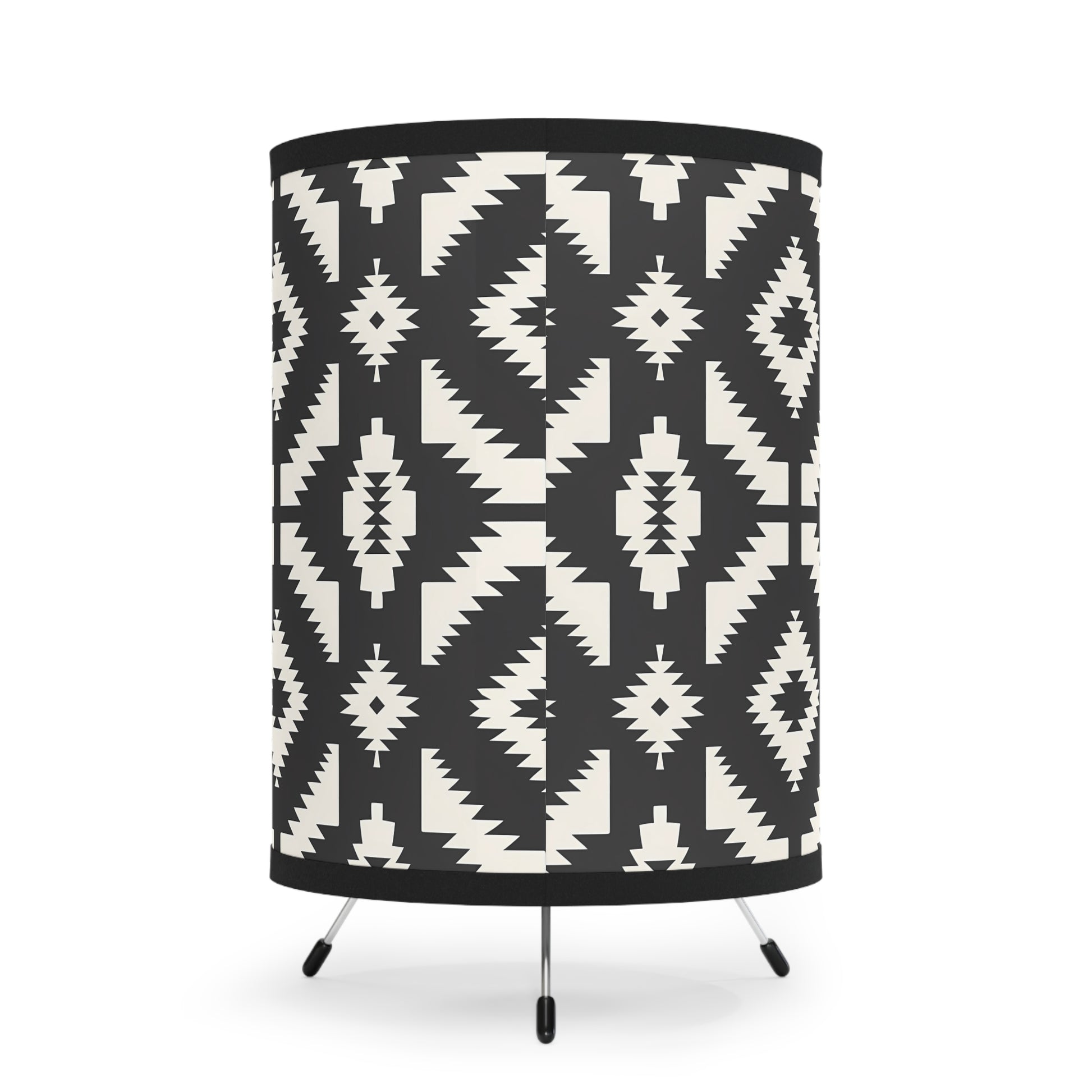 Tribal Print Tripod Lamp - Boho Decor, Artistic Lighting, Home Accent, Modern Design, Cozy Living Space, Stylish Gift Idea - LOLA VEGAS ART