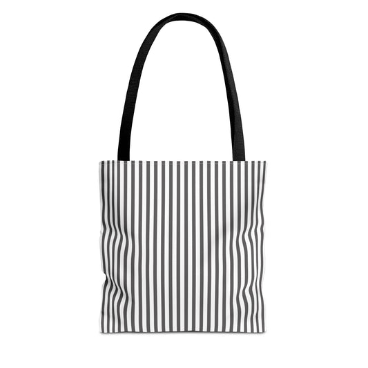 Stylish Gray Stripe Tote Bag, Casual Shopping Bag, Eco-Friendly Canvas Tote, Beach Bag, Reusable Grocery Sack, Casual Tote Bag - LOLA VEGAS ART