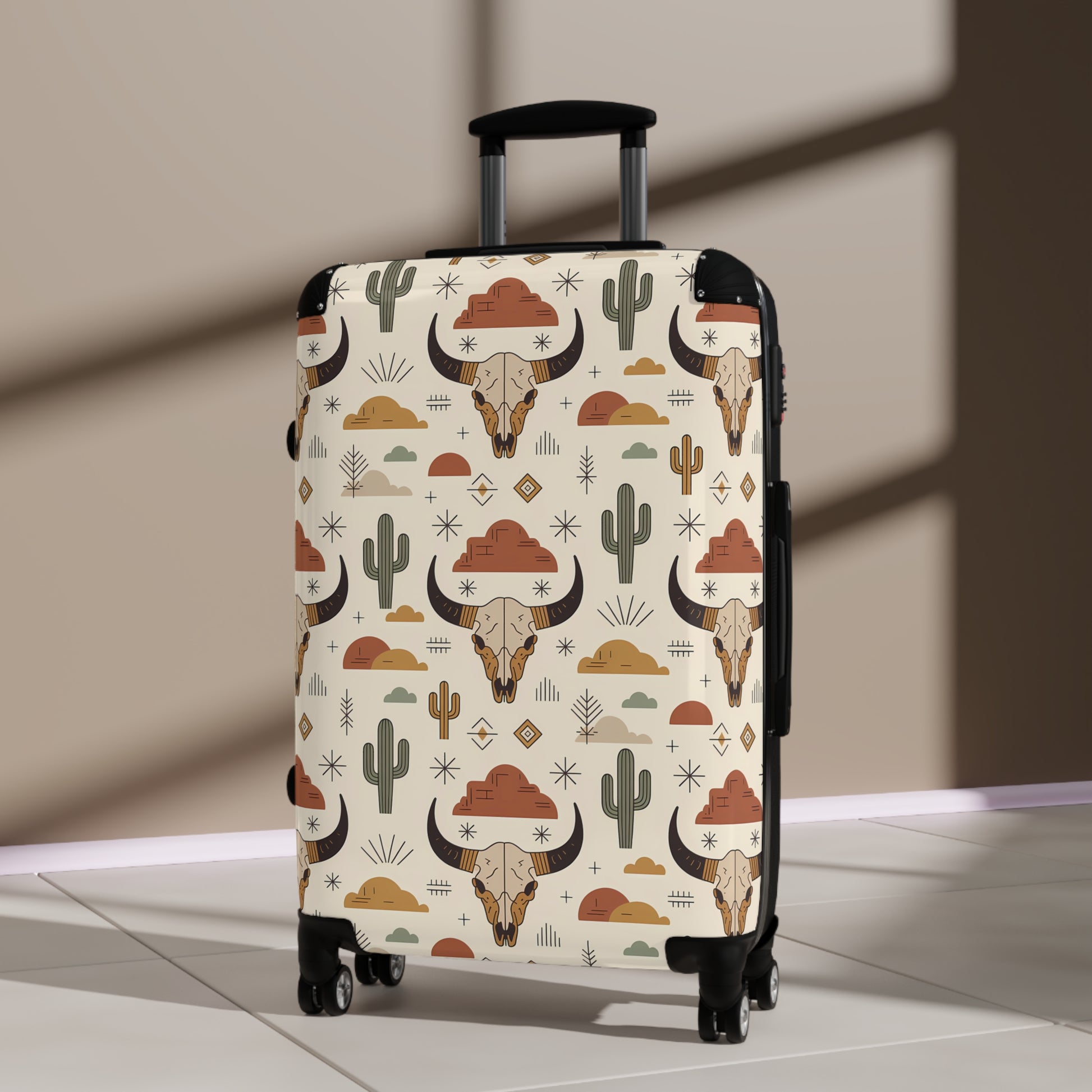 Southwest Desert Pattern Suitcase, Travel Luggage, Bohemian Style Carry-On, Unique Gift for Wanderlust, Vacation Accessory - LOLA VEGAS ART