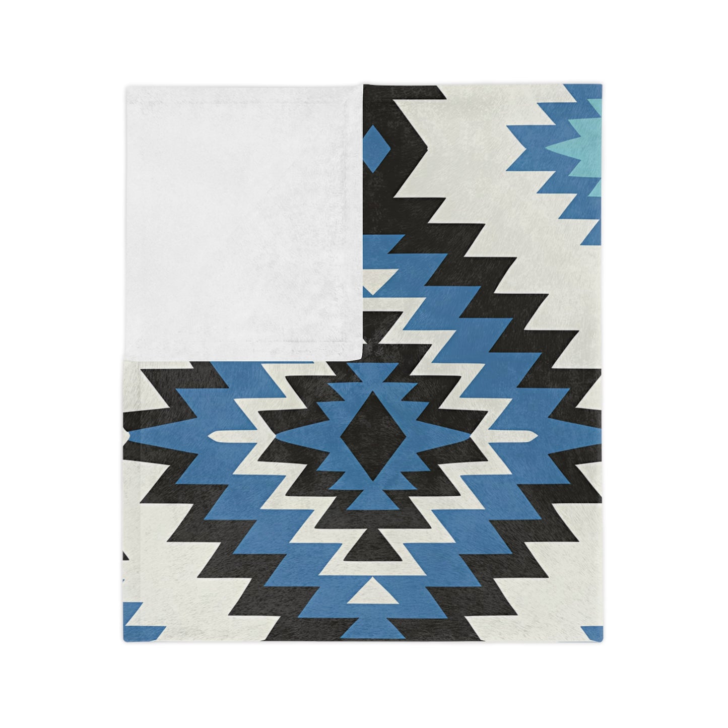 Geometric Blue Pattern Microfiber Blanket | Cozy Throw, Home Decor, Gift for Him/Her, Tribal Design, Indoor/Outdoor Use - LOLA VEGAS ART