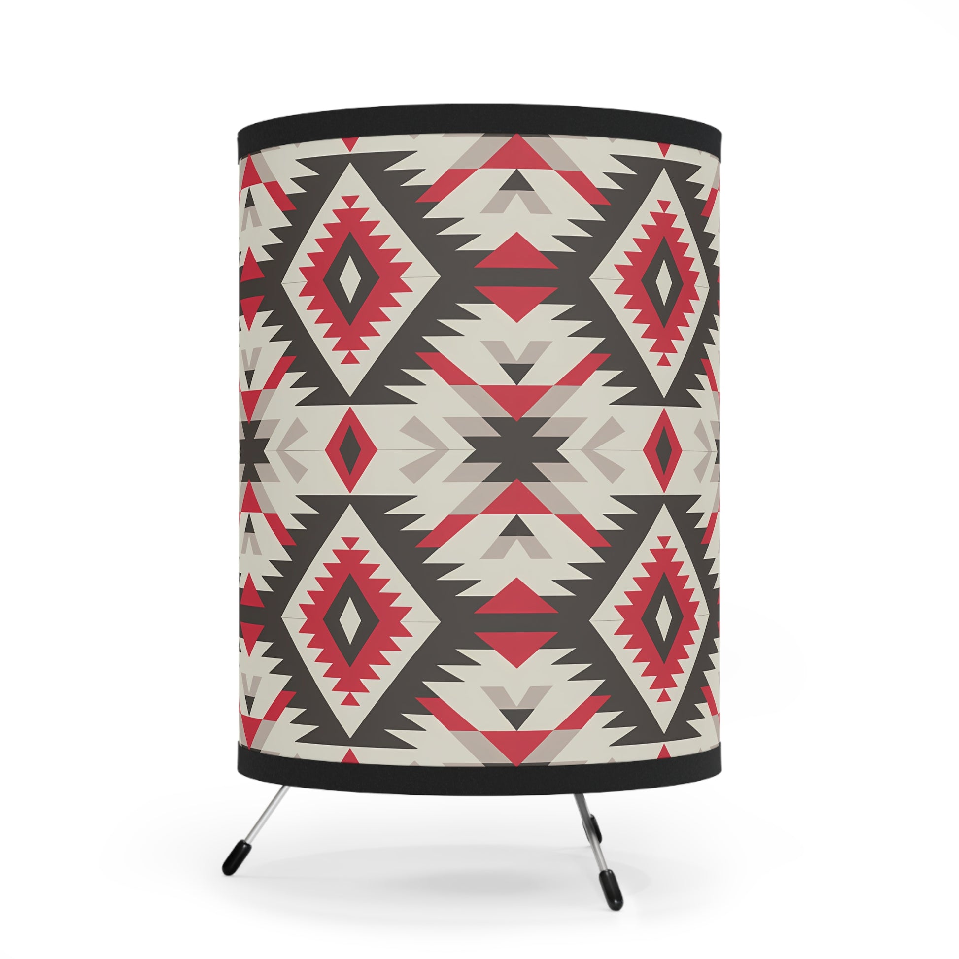 Tribal Pattern Tripod Lamp, Boho Home Decor, Adjustable Lighting for Living Room, Unique Gift for Housewarming, Nightstand Light - LOLA VEGAS ART