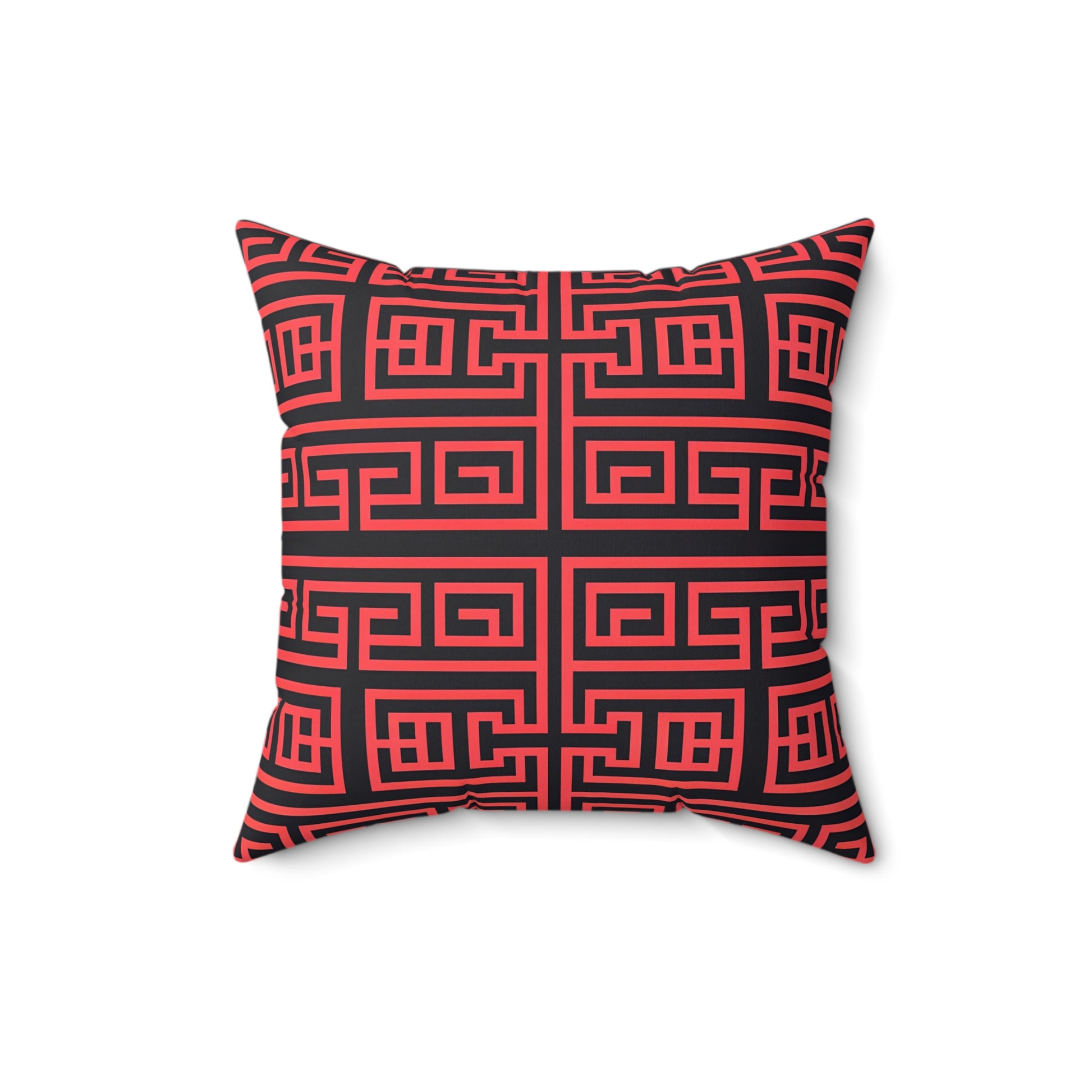 Red and Black Geometric Pattern Square Pillow | Modern Home Decor, Throw Pillow, Cozy Accent, Gift Idea, Boho Style - LOLA VEGAS ART