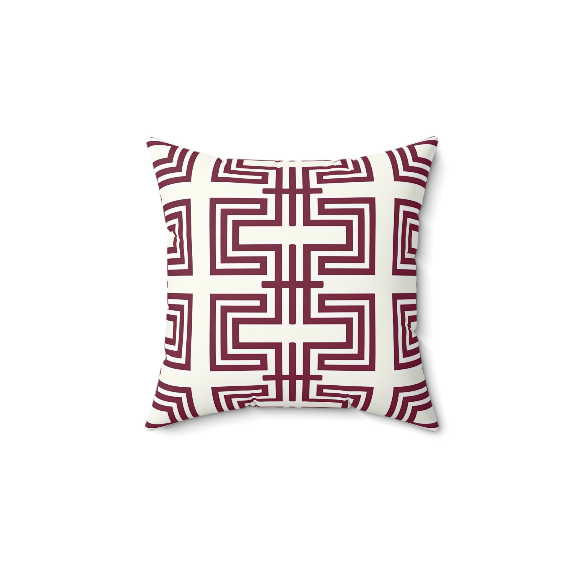 Burgundy Geometric Pattern Throw Pillow | Modern Home Decor, Stylish Cushion, Gift Idea, Cozy Accent, Decorative Accent Pillow - LOLA VEGAS ART
