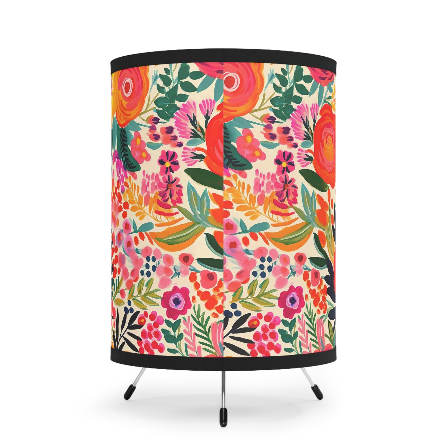 Boho Floral Tripod Lamp - Vibrant Light Fixture for Home Decor, Living Room, Bedroom, Gift for Holidays, Housewarming, Gift For Her - LOLA VEGAS ART