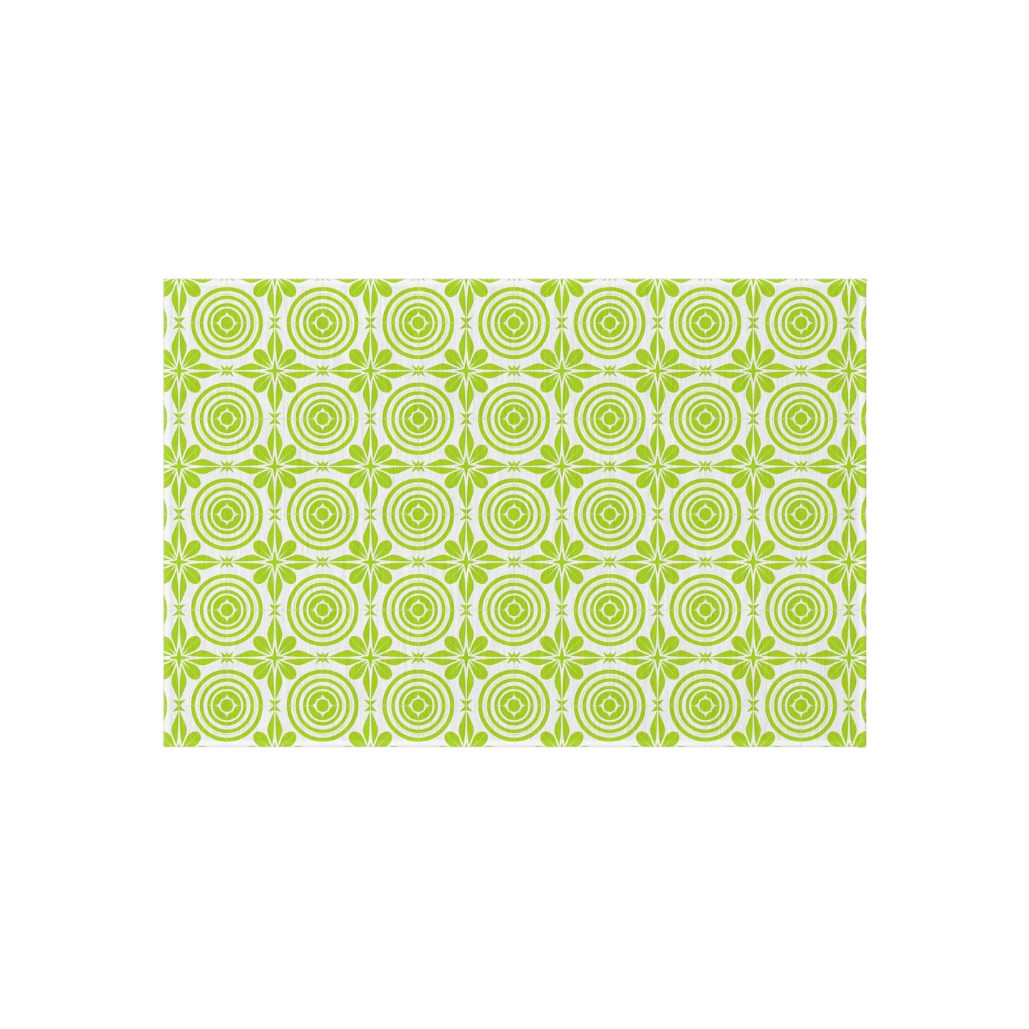 Vibrant Green and White Outdoor Rug, Decorative Patio Mat, Garden Floor Covering, Picnic Area Carpet, Stylish Outdoor Decor