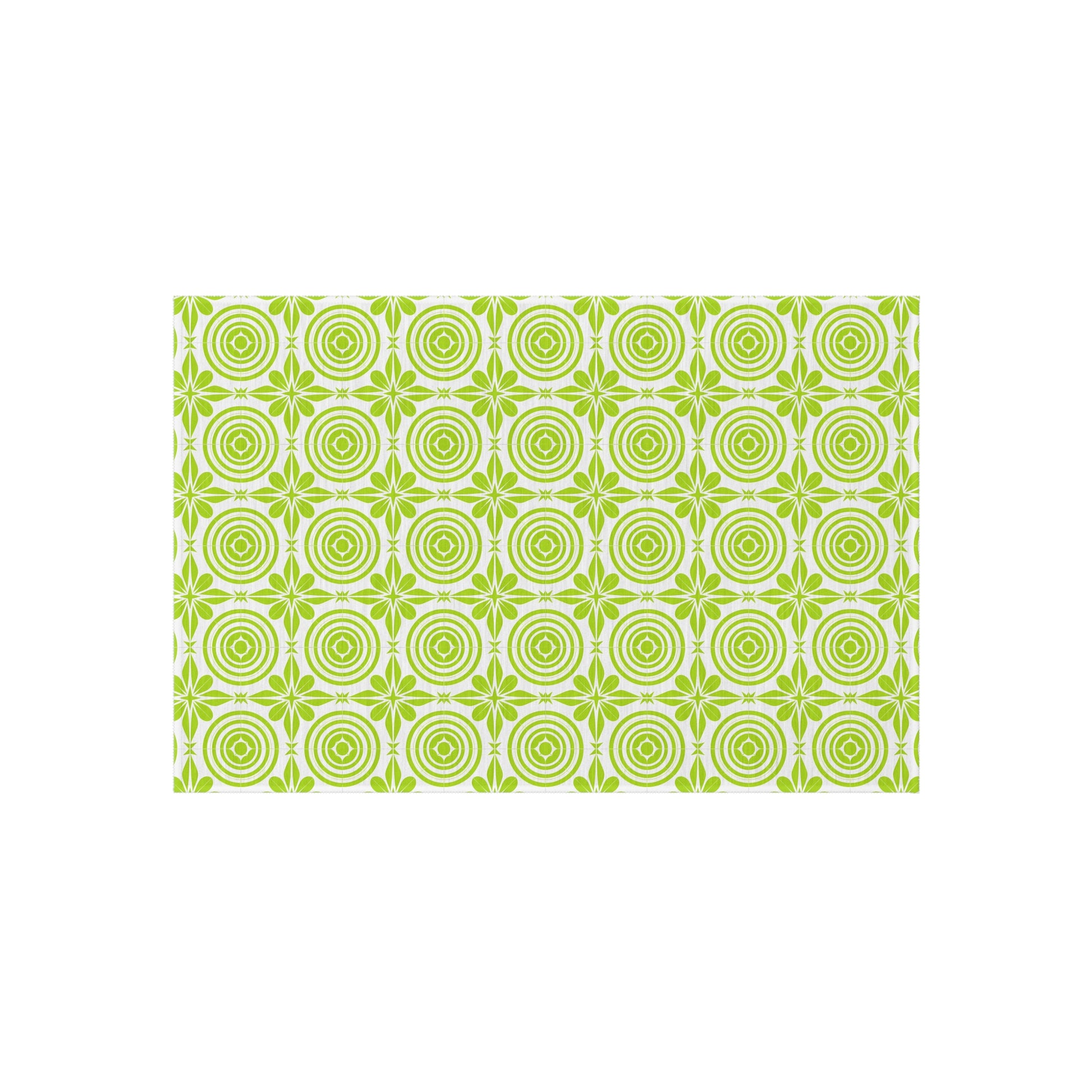 Vibrant Green and White Outdoor Rug, Decorative Patio Mat, Garden Floor Covering, Picnic Area Carpet, Stylish Outdoor Decor - LOLA VEGAS ART