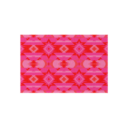 Pink & Red Vibrant Outdoor/Indoor Rug, Outdoor Decor, Boho Style Area Rug, Patio Mat, Camping Rug, Colorful Garden Accent - LOLA VEGAS ART