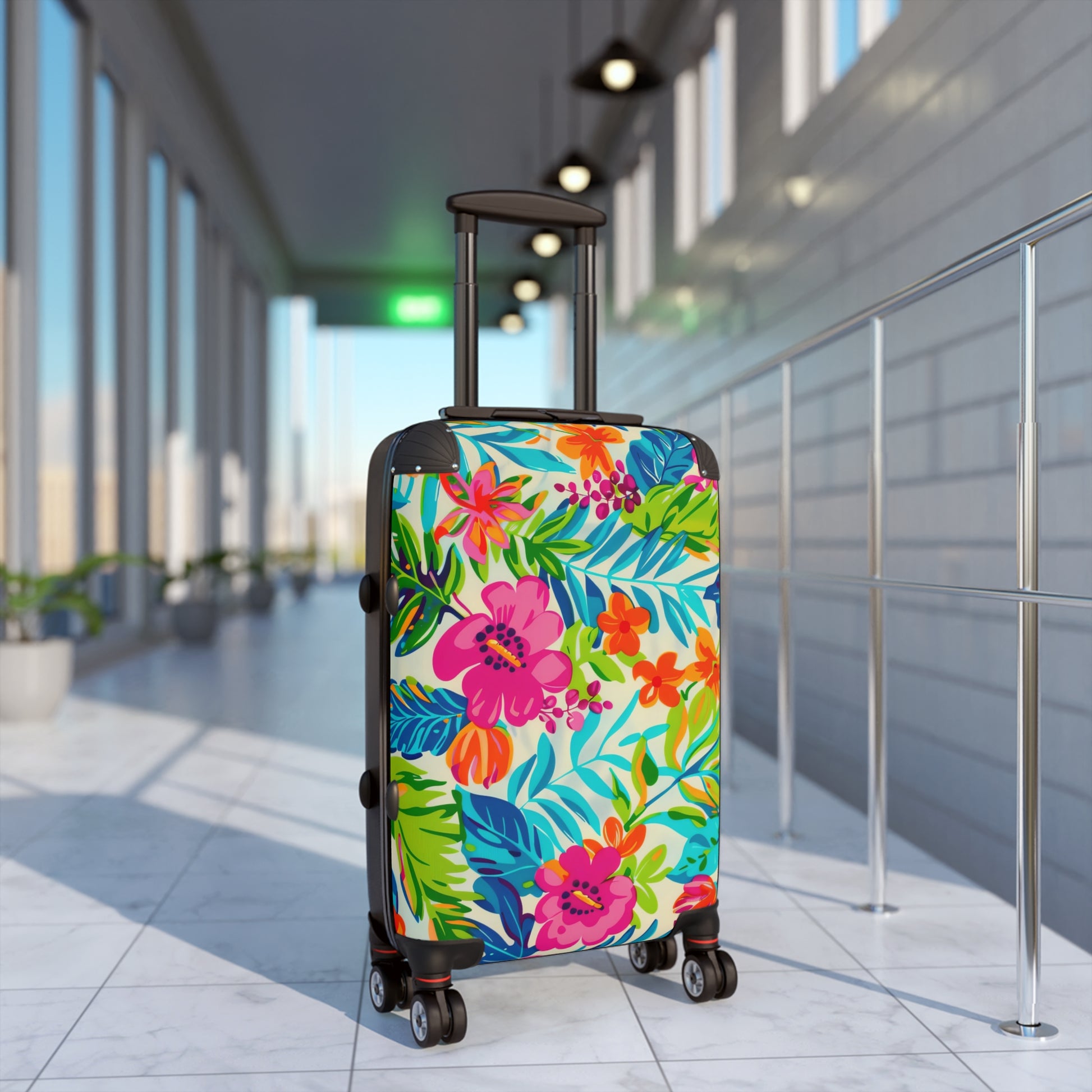 Vibrant Floral Suitcase - Travel Bag for Adventurers, Luggage for Beach Vacations, Summer Getaways, Gift for Travelers, Unique Carry-On - LOLA VEGAS ART