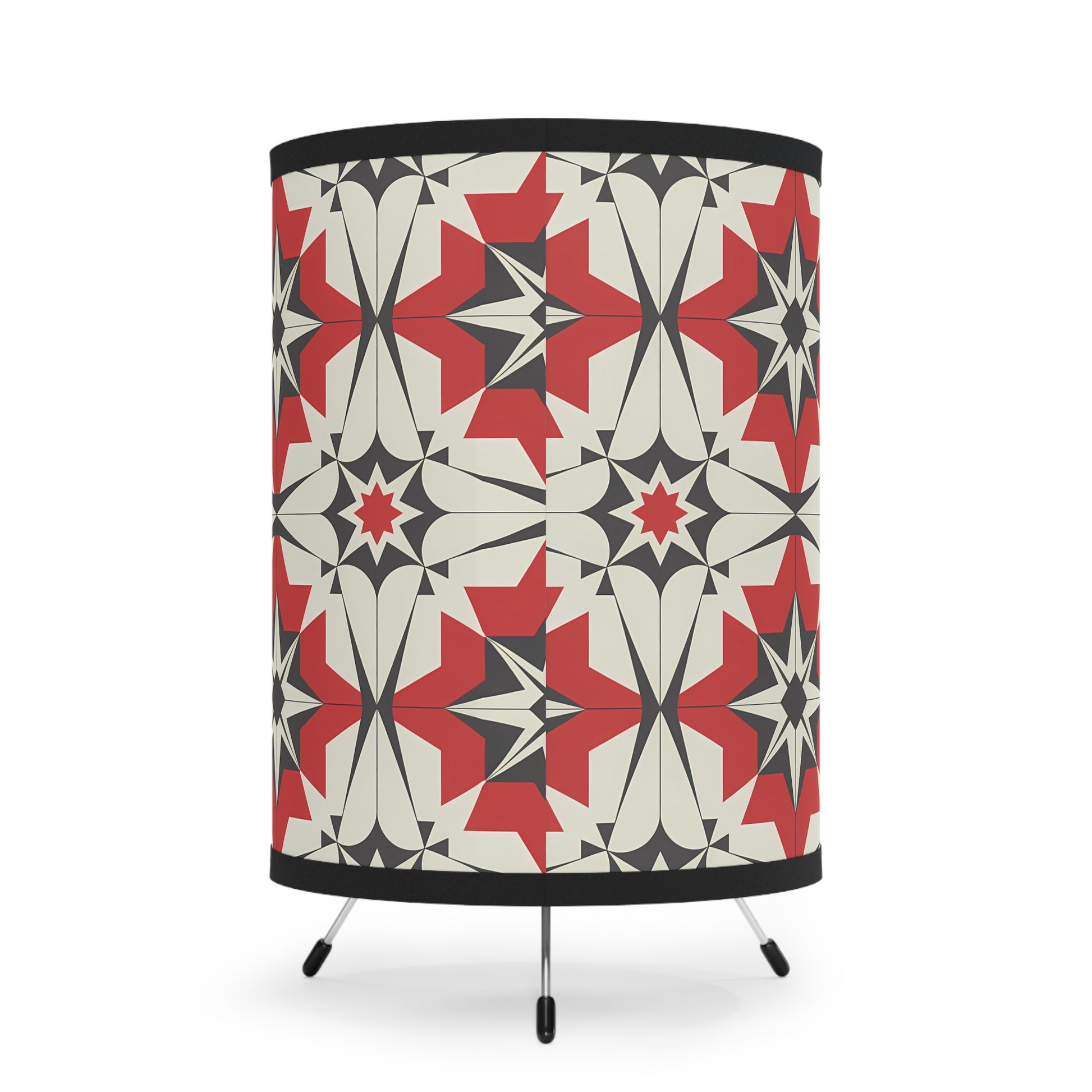 Stylish Tripod Lamp with Geometric Pattern, Modern Decor for Living Rooms, Home Lighting, Festival Gift, Bohemian Style - LOLA VEGAS ART