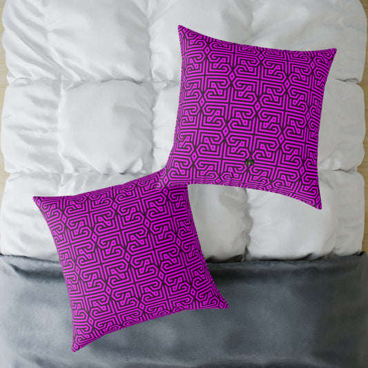 Geometric Maze Pattern Square Pillow | Purple Labyrinth Throw Pillow