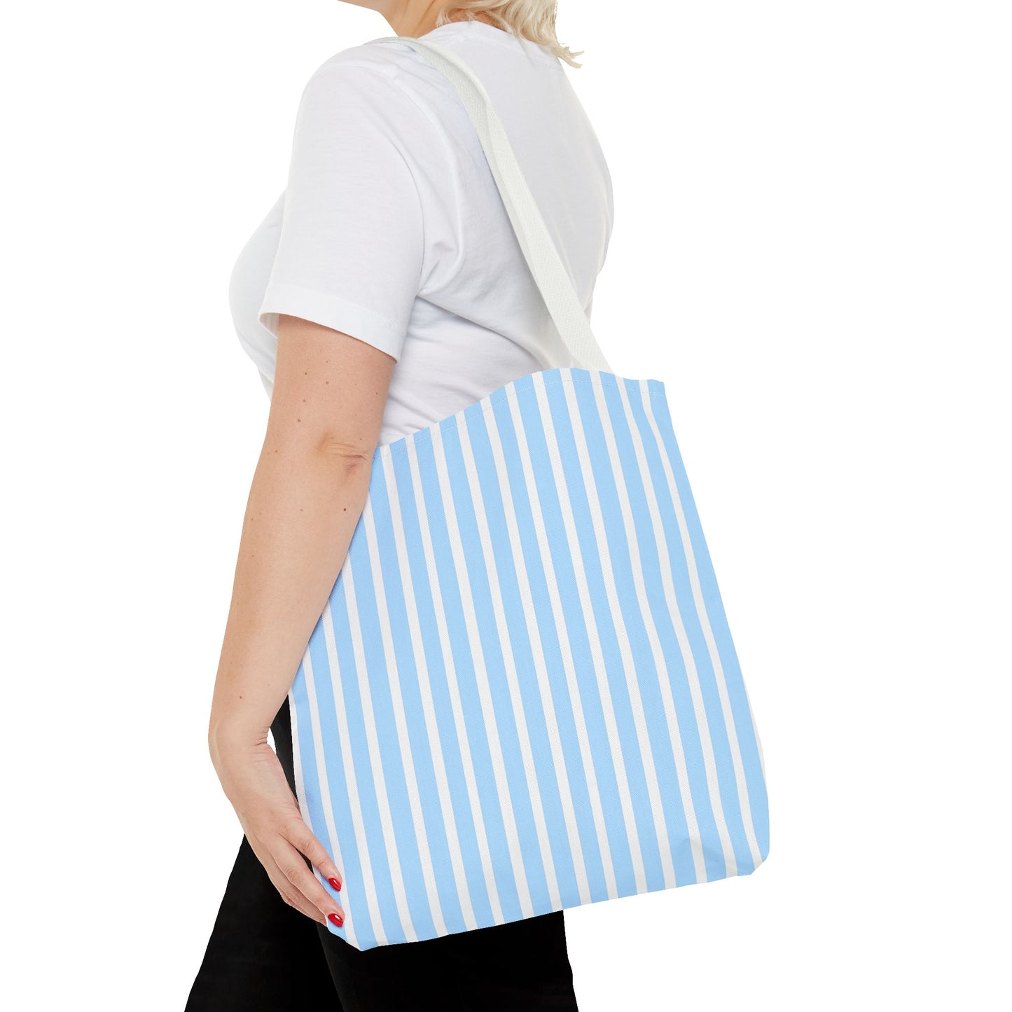 Chic Blue Striped Tote Bag, Casual Shopping Bag, Beach Tote, Eco-Friendly Handbag, Summer Style Accessory, Travel Essentials