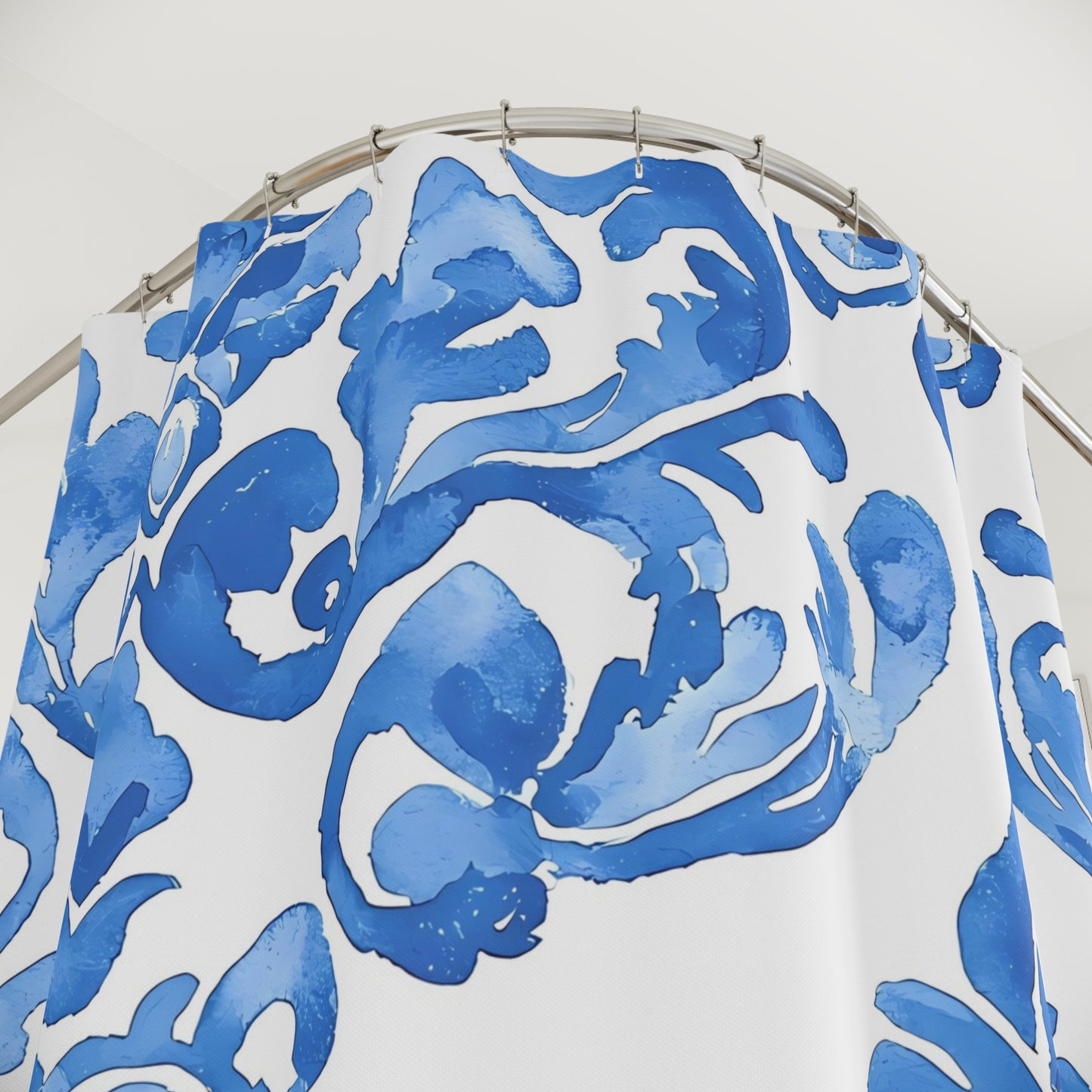 Elegant Blue Floral Shower Curtain | Stylish Bathroom Decor, Vintage Chic, Home Makeover, Weddings, Housewarming Gift, Chinoiserie Pattern