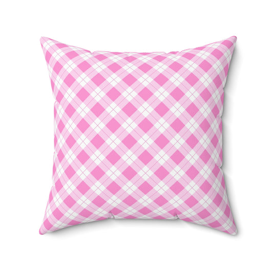 Pink Plaid Decorative Pillow, Cozy Home Accent, Cute Gift for Her, Farmhouse Decor, Living Room Throw Pillow - LOLA VEGAS ART