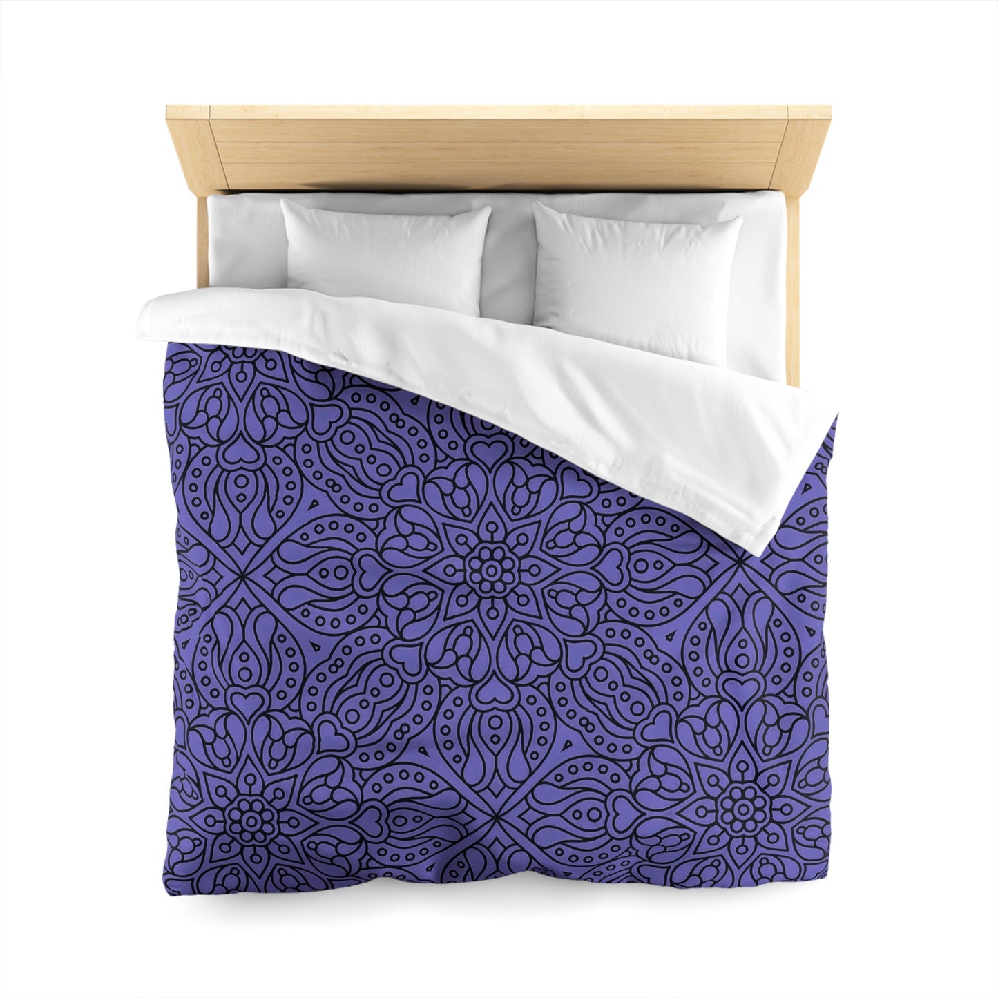 Bohemian Microfiber Duvet Cover - Cozy Bedding, Purple Floral Design, Bedroom Decor, Home Accents, Gift for Her, Festival Style - LOLA VEGAS ART