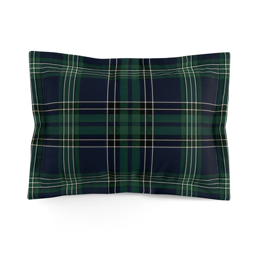 Navy Green Tartan Plaid Pillow Sham | Microfiber Pillow Sham
