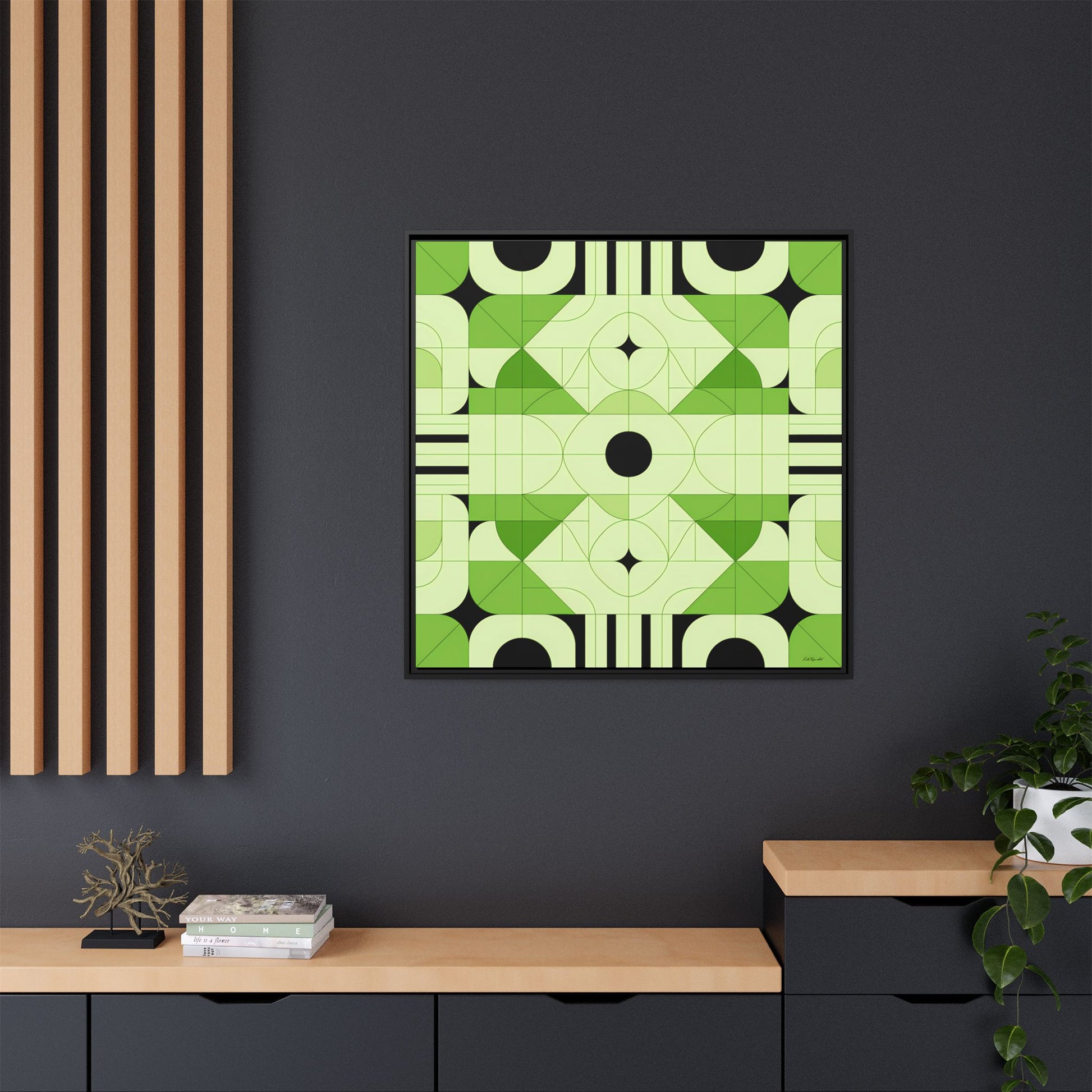 Abstract Green Geometric Art Print, Modern Framed Wall Art, Home Decor, Green Wall Art, Gift for Art Lovers, Minimalist Art - LOLA VEGAS ART