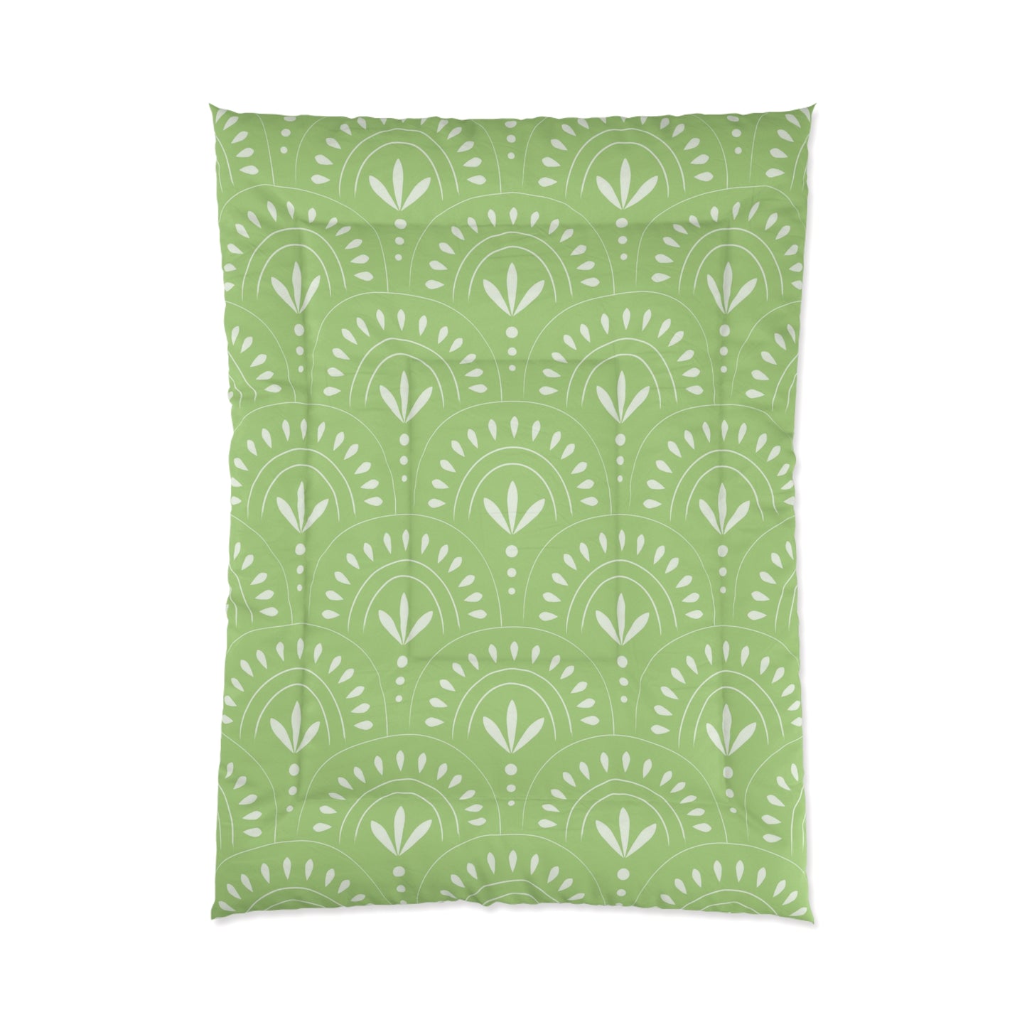 Boho Chic Comforter | Cozy Green Floral Duvet, Modern Bedroom Decor, Home Bedding, Eco-Friendly Textile - LOLA VEGAS ART