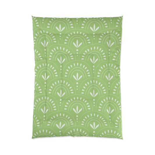 Boho Chic Comforter | Cozy Green Floral Duvet, Modern Bedroom Decor, Home Bedding, Eco-Friendly Textile - LOLA VEGAS ART