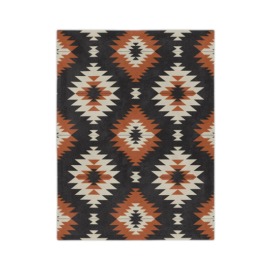 Tribal Print Velveteen Microfiber Blanket | Cozy Home Decor, Native American Inspired Gift, Boho Throw, Wedding Gift, Warm Soft Blanket - LOLA VEGAS ART