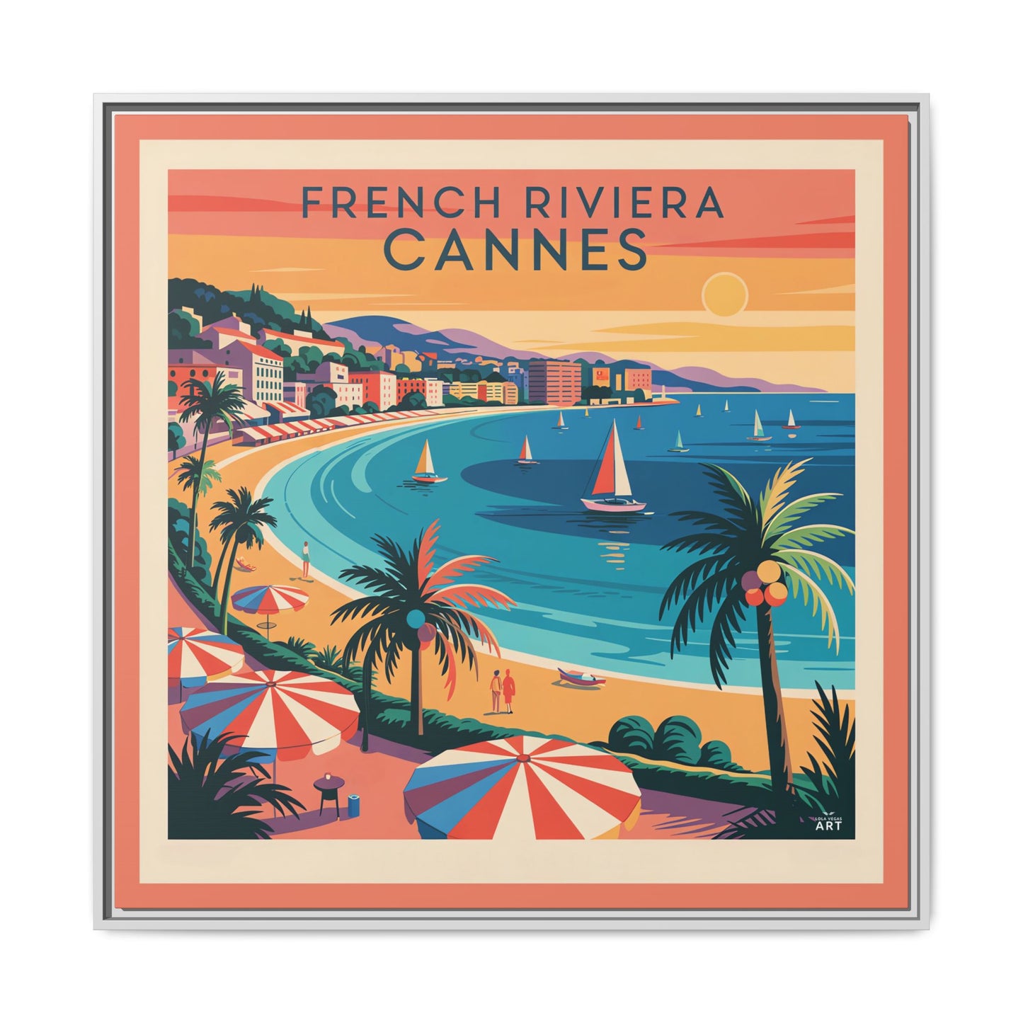 French Riviera Canvas Art Print, Vintage Wall Decor, Coastal Home Decor, Framed Art for Beach Lovers, Travel-inspired Gift
