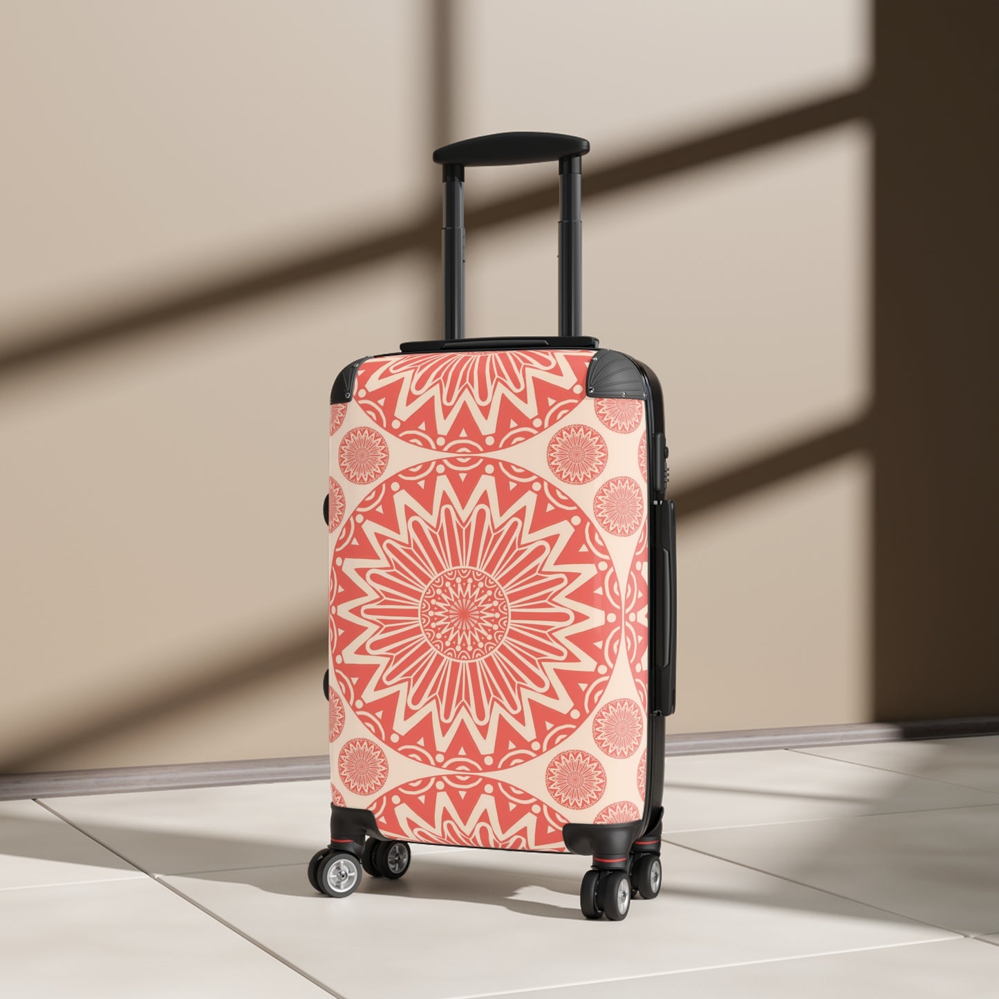 Orange Bohemian Mandala Suitcase: Stylish Travel Luggage, Personalized Bag, Perfect for Vacations, Gifts, Travel Enthusiasts
