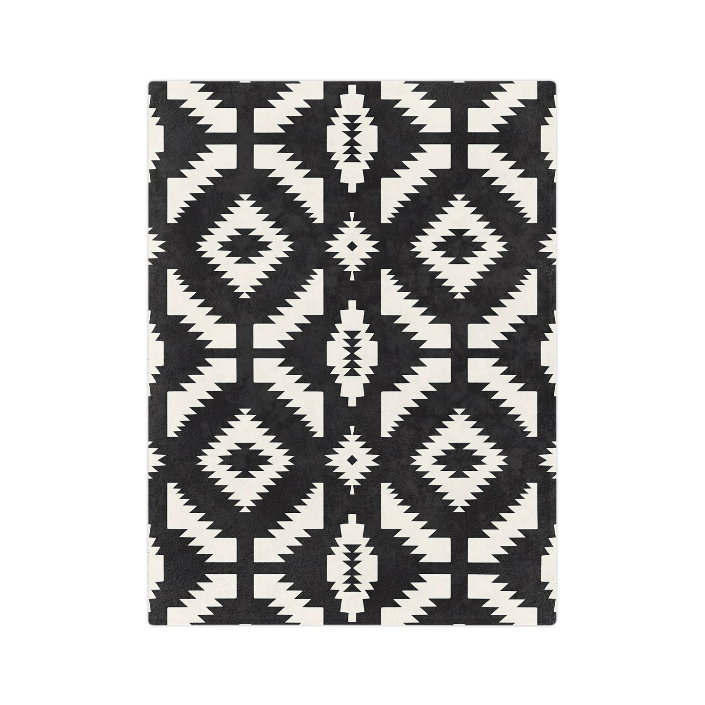 Geometric Pattern Velveteen Blanket, Cozy Microfiber Throw, Modern Home Decor, Rustic Couch Comfort, Black and White Warmth - LOLA VEGAS ART