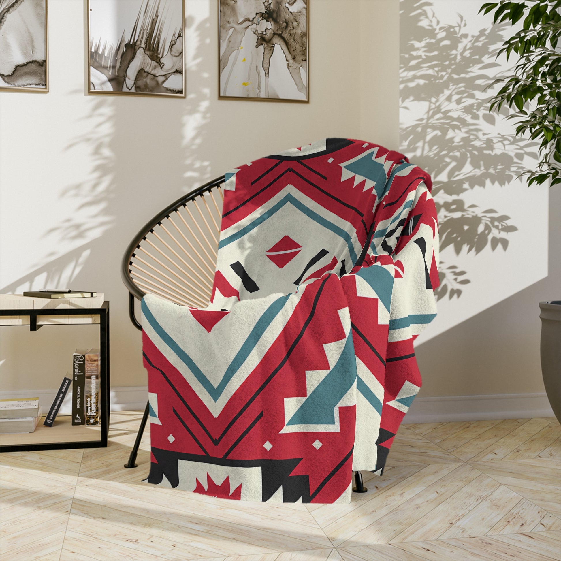 Bohemian Velvet Blanket, Cozy Throw, Southwest Decor, Gift for Her, Living Room Accessory, Festival Home Decor, Modern Art Blanket - LOLA VEGAS ART