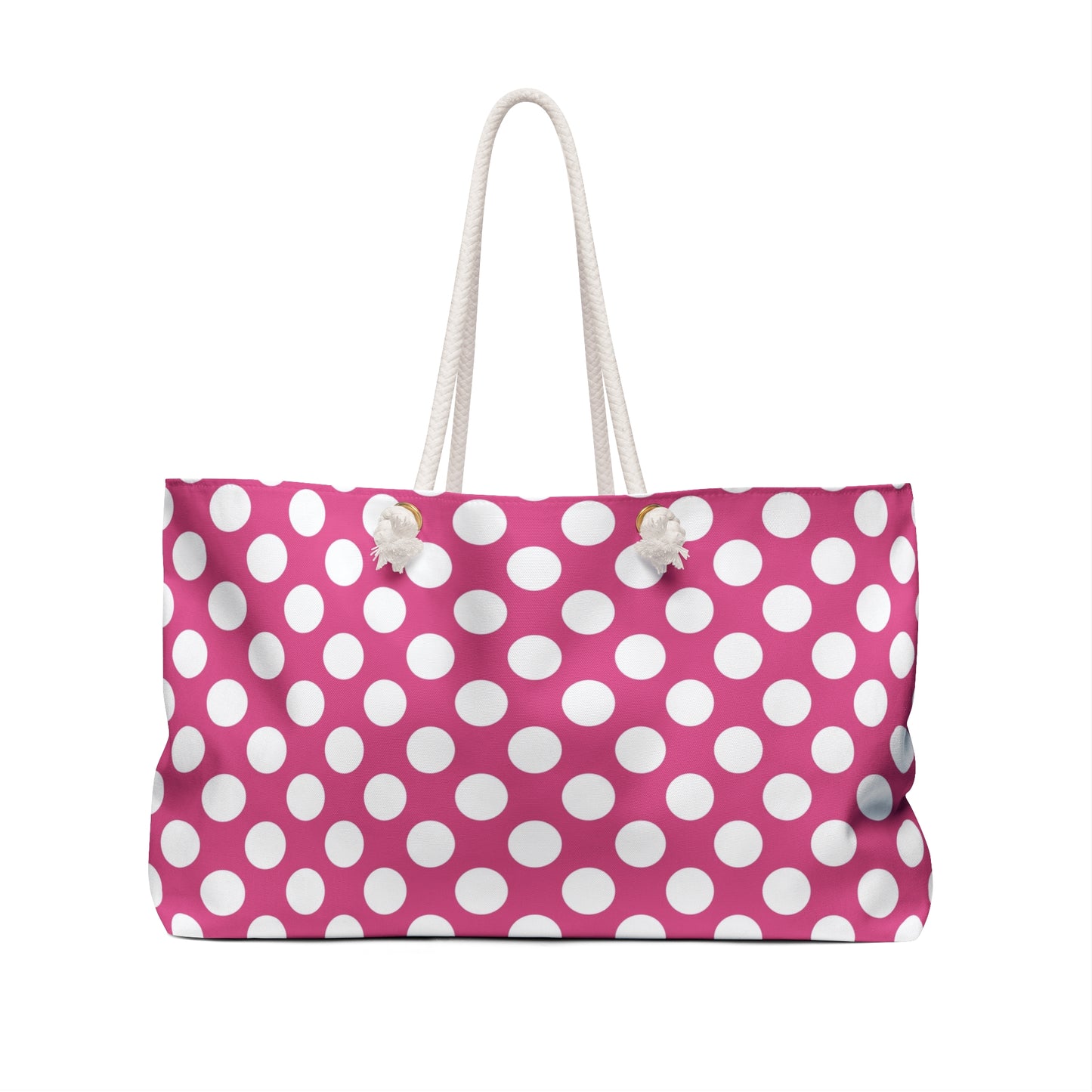 Pink and White Polka Dot Weekender Bag - Perfect for Travel, Beach Days, Gym, Tote, Gift for Her, Summer Vacation, Feminine Bag