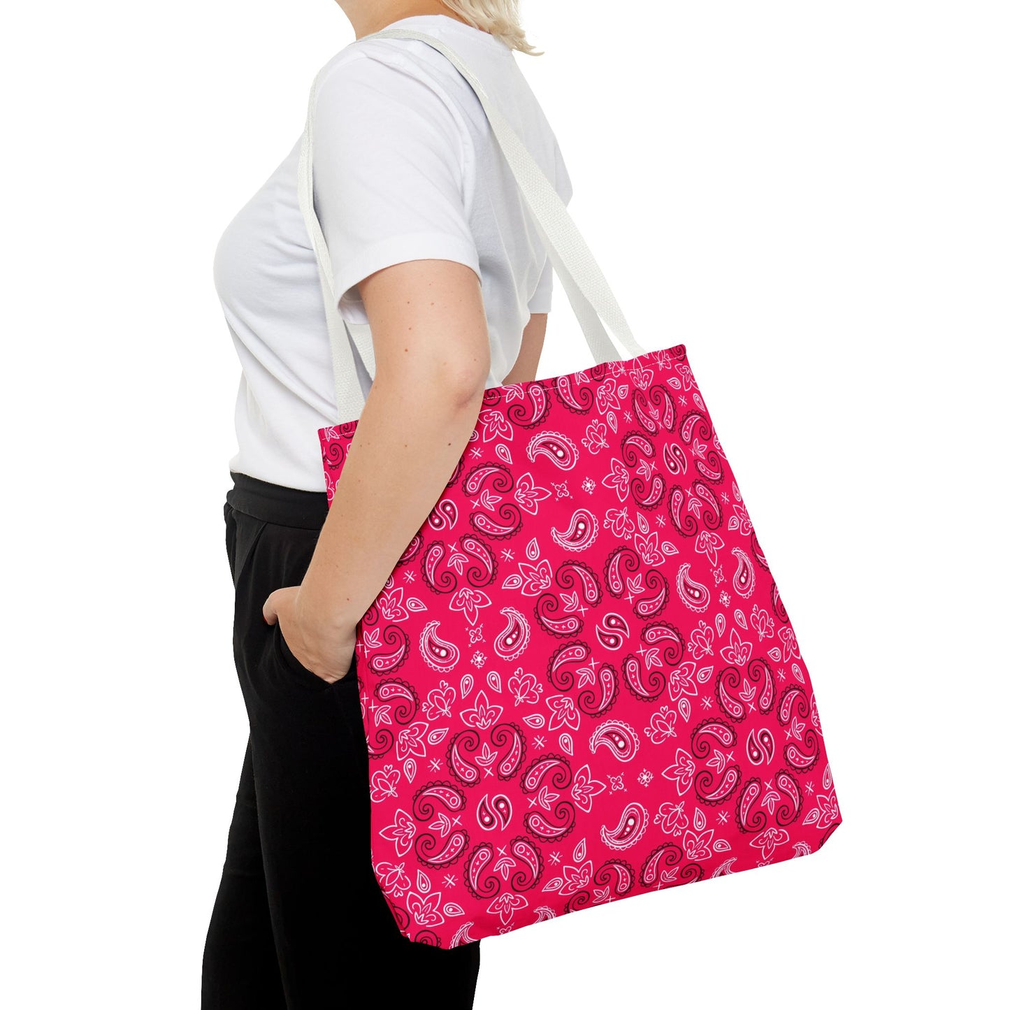 Rose-Red Paisley Pattern Tote Bag | All-Over Print
