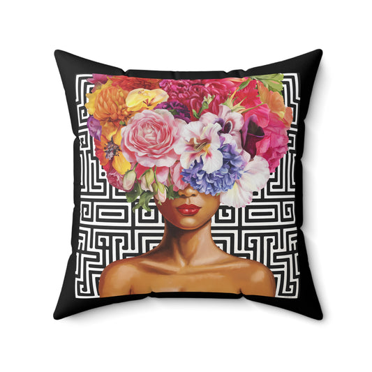 Floral Beauty Square Pillow, Decorative Pillow, Home Decor Accent, Gift for Her, Floral Art, Living Room Cushion, Boho Pillow - LOLA VEGAS ART