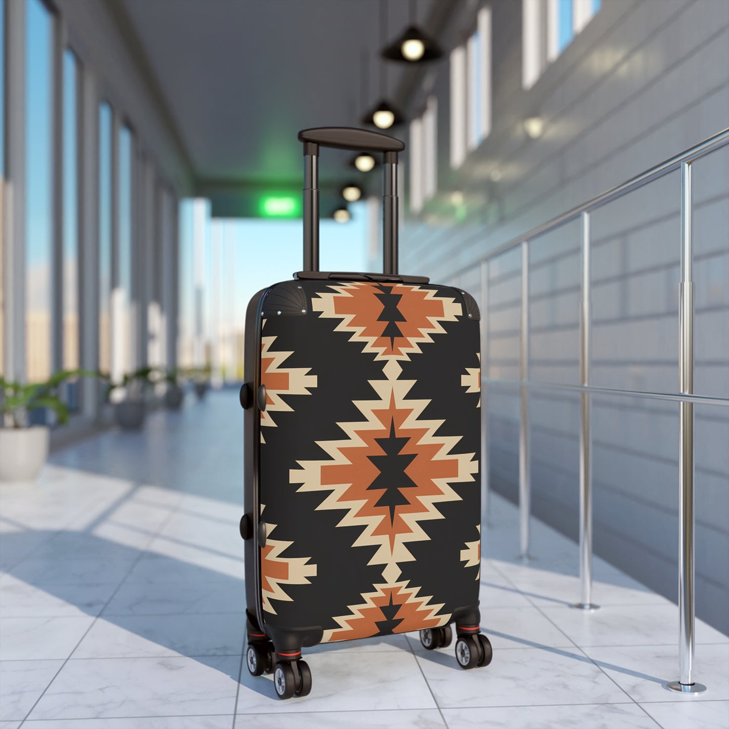 Tribal Pattern Suitcase, Travel Luggage, Bohemian Carry-On, Stylish Black Suitcase with Unique Design, Perfect for Adventurers, Gift for - LOLA VEGAS ART