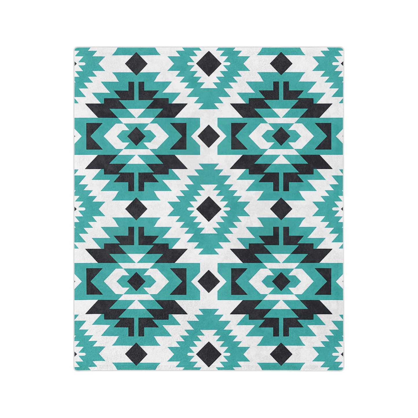 Turquoise Tribal Velveteen Blanket, Cozy Throw for Indoor, Outdoor Use, Perfect Gift for Relaxing & Home Decor, Tribe Pattern - LOLA VEGAS ART