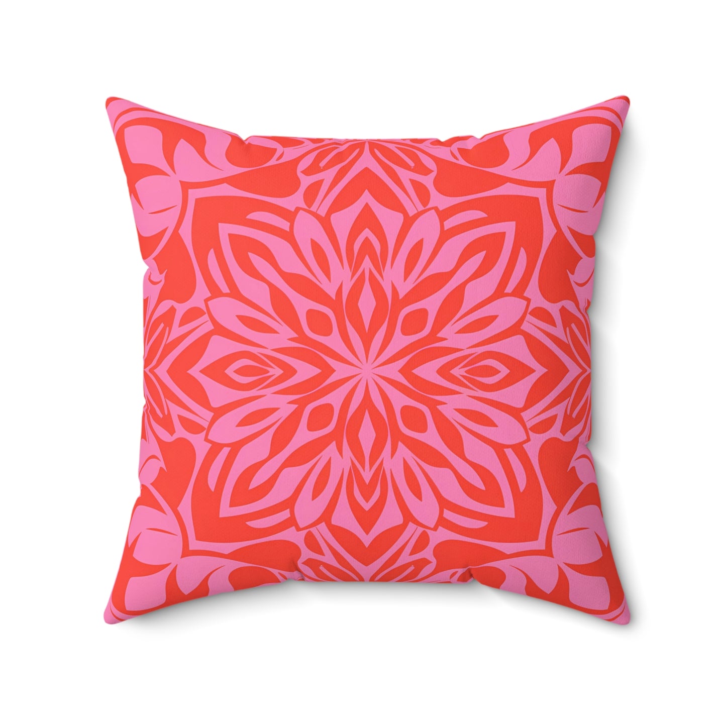 Boho Square Pillow, Pink Orange Feminine Home Decor Cushion, Throw Pillow Cover, Bohemian Pillowcase, Sofa Accent Pillow, Gift for Her - LOLA VEGAS ART